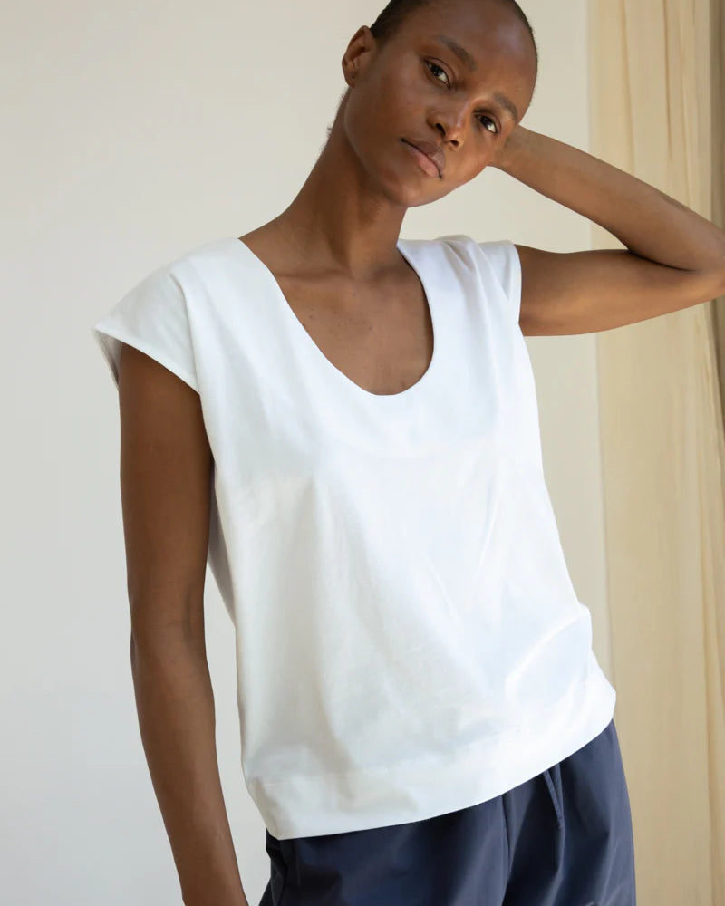 Beaumont Organic Tamsin Cotton Jersey Top - White Women's Tops - Sloane Boutique