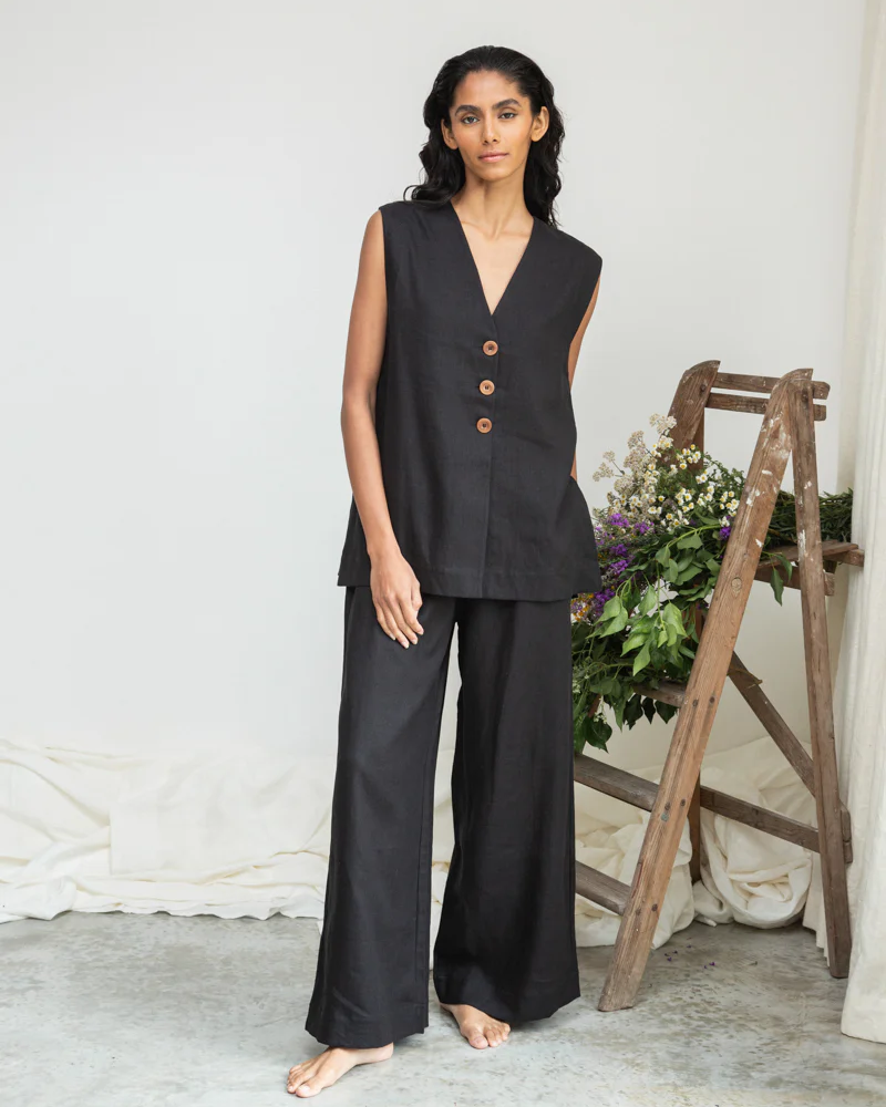 Beaumont Organic Wren-May Vest - Black Women's Tops - Sloane Boutique