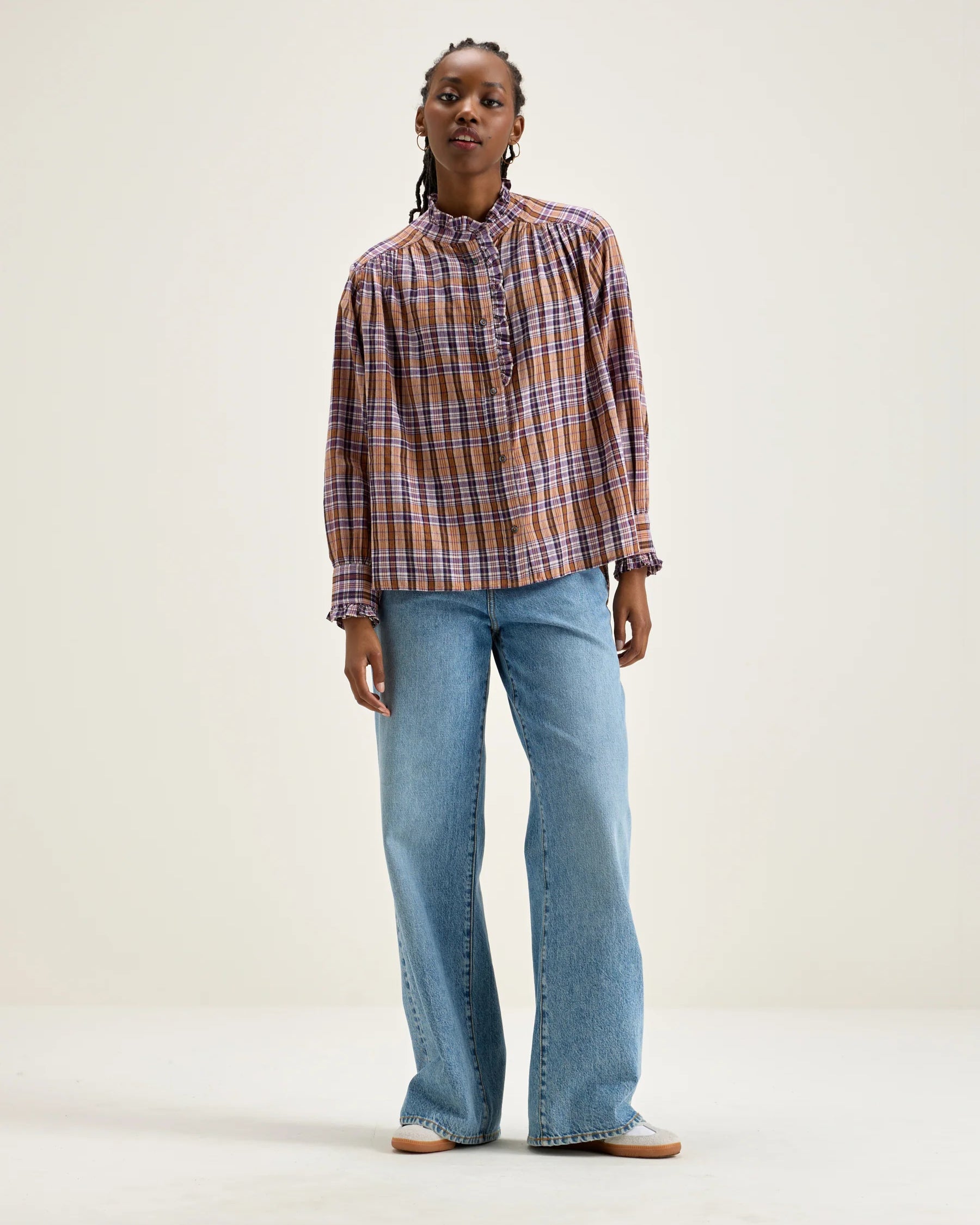 Bellerose Claudia Blouse - Brown Check Women's Tops - Sloane Boutique
