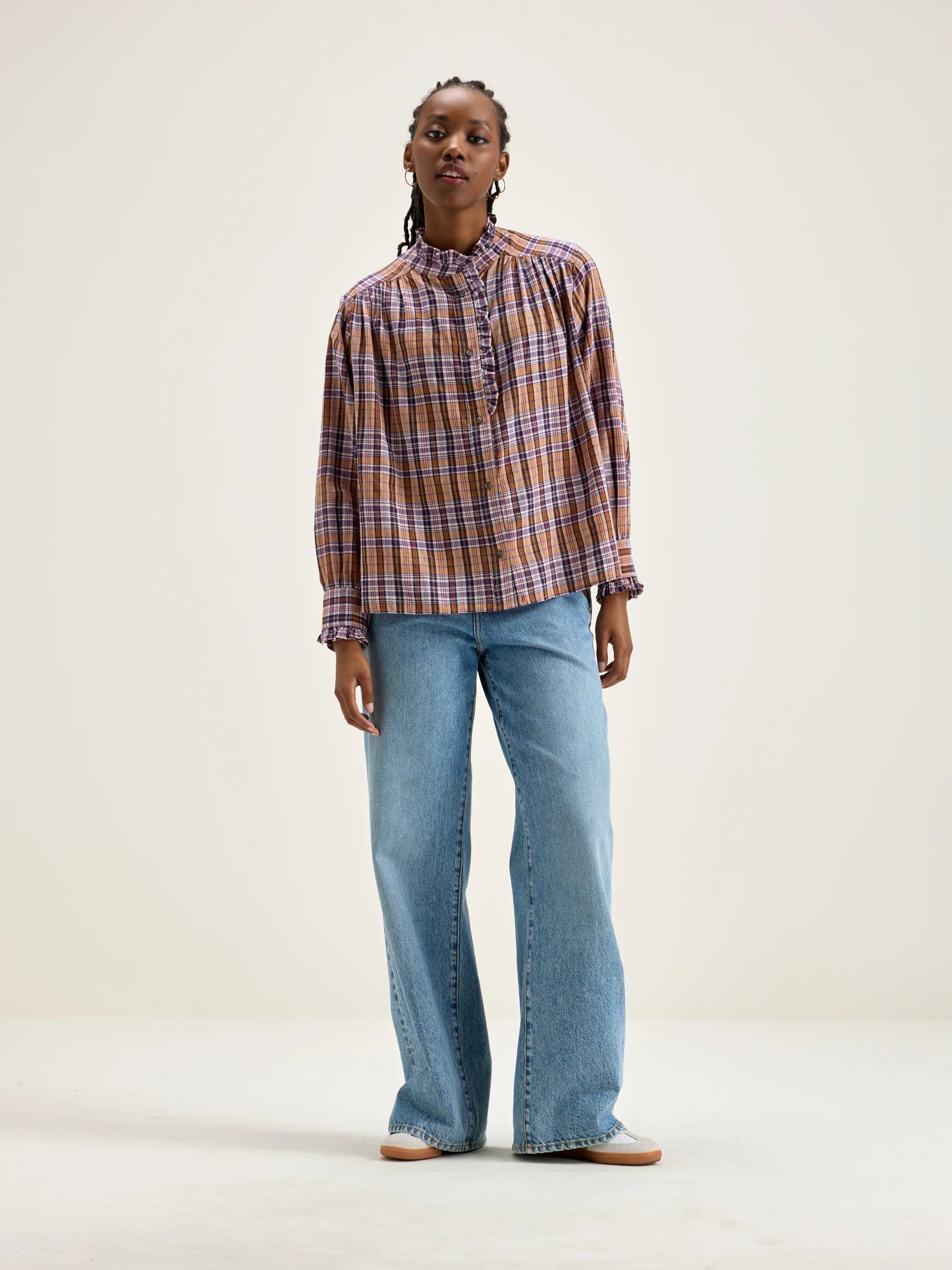 Bellerose Claudia Blouse - Brown Check Women's Tops - Sloane Boutique