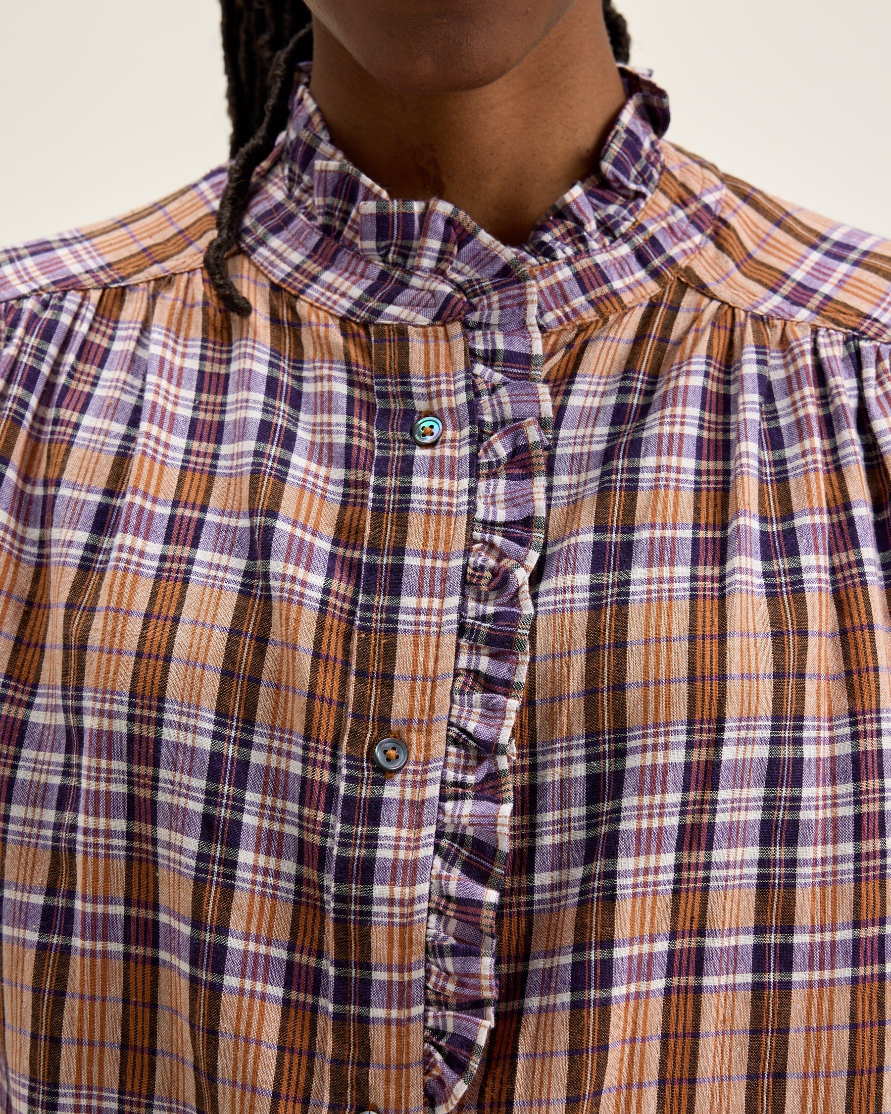 Bellerose Claudia Blouse - Brown Check Women's Tops - Sloane Boutique