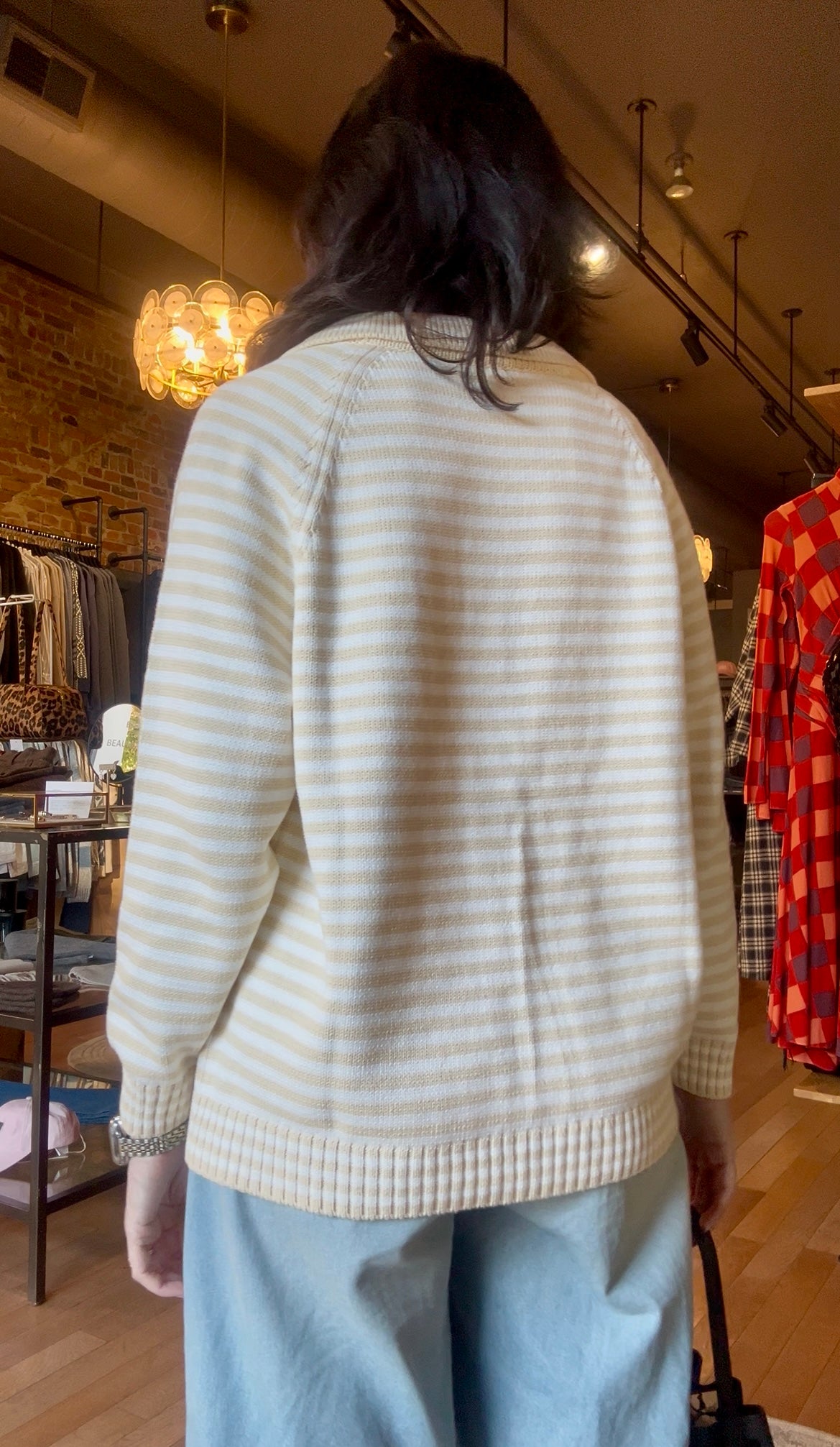Callahan Beth Cardigan - Creme Stripe Women's Tops - Sloane Boutique