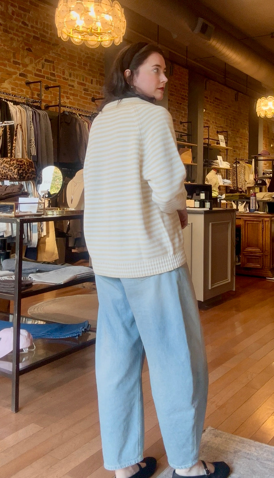 Callahan Beth Cardigan - Creme Stripe Women's Tops - Sloane Boutique