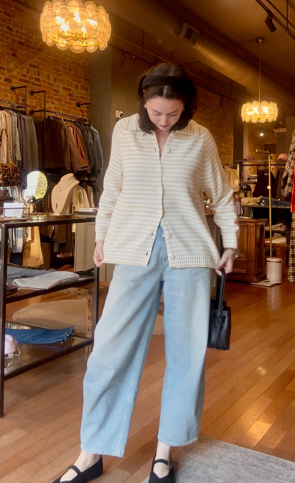 Callahan Beth Cardigan - Creme Stripe Women's Tops - Sloane Boutique