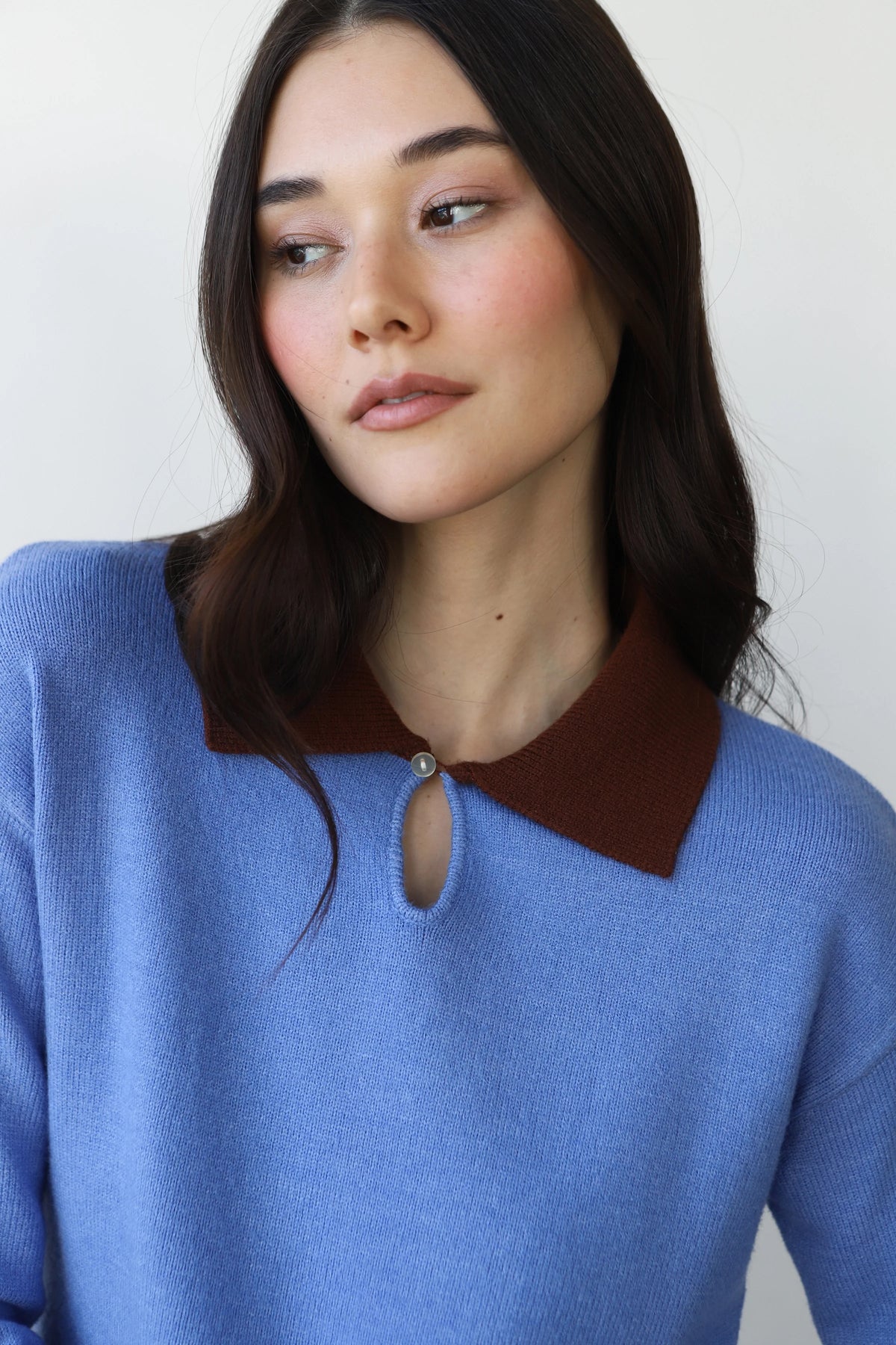 Callahan Hart Polo Sweater - Blue Women's Tops - Sloane Boutique