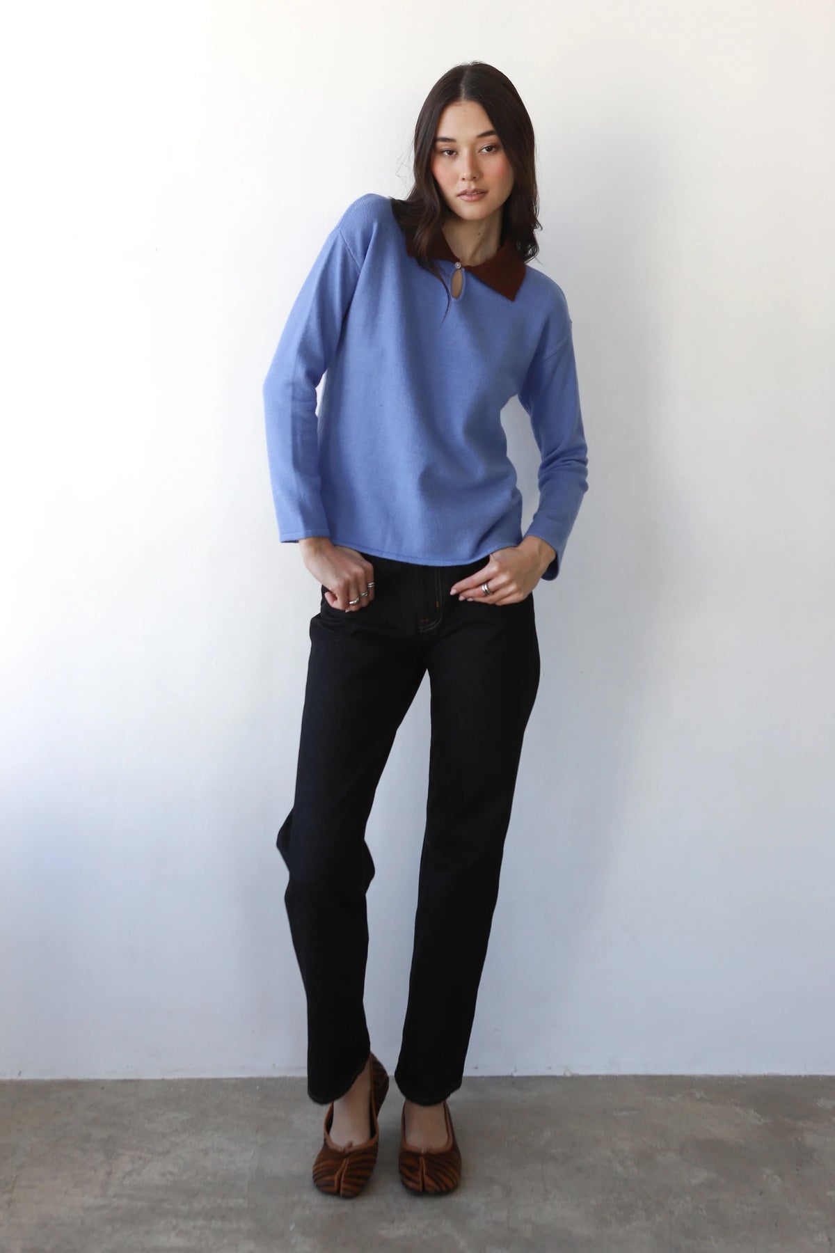 Callahan Hart Polo Sweater - Blue Women's Tops - Sloane Boutique