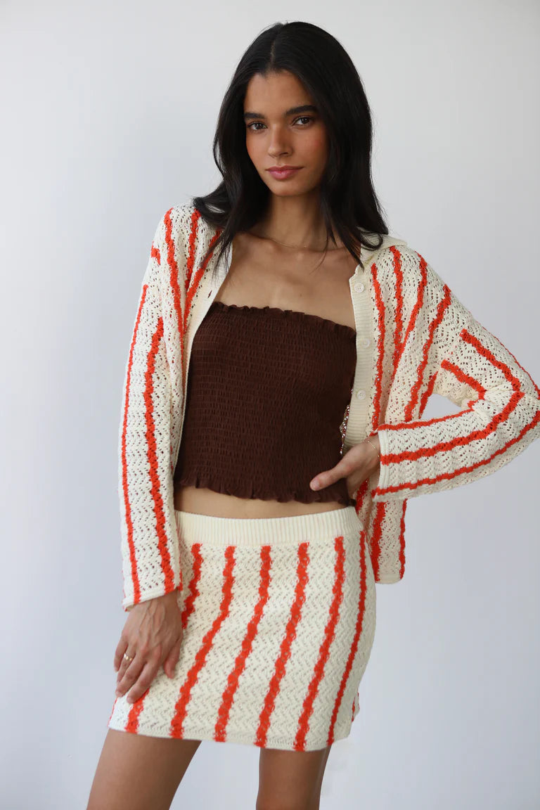 Callahan Knitwear Sienna Crochet Button Down - Poppy Women's Tops - Sloane Boutique