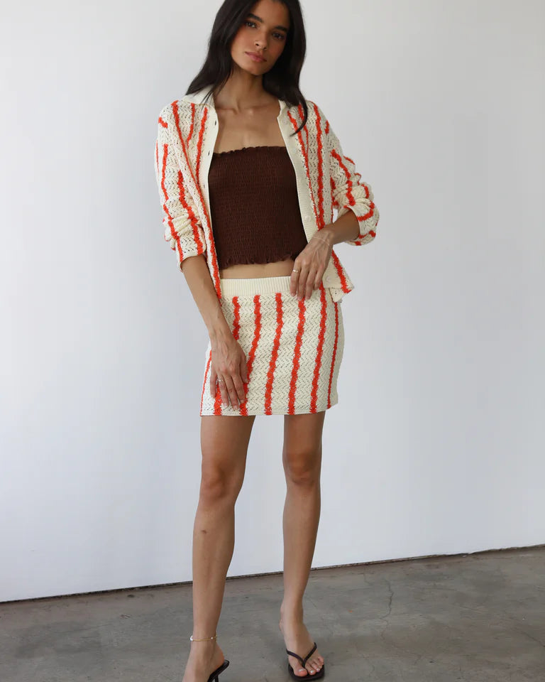 Callahan Knitwear Sienna Crochet Button Down - Poppy Women's Tops - Sloane Boutique