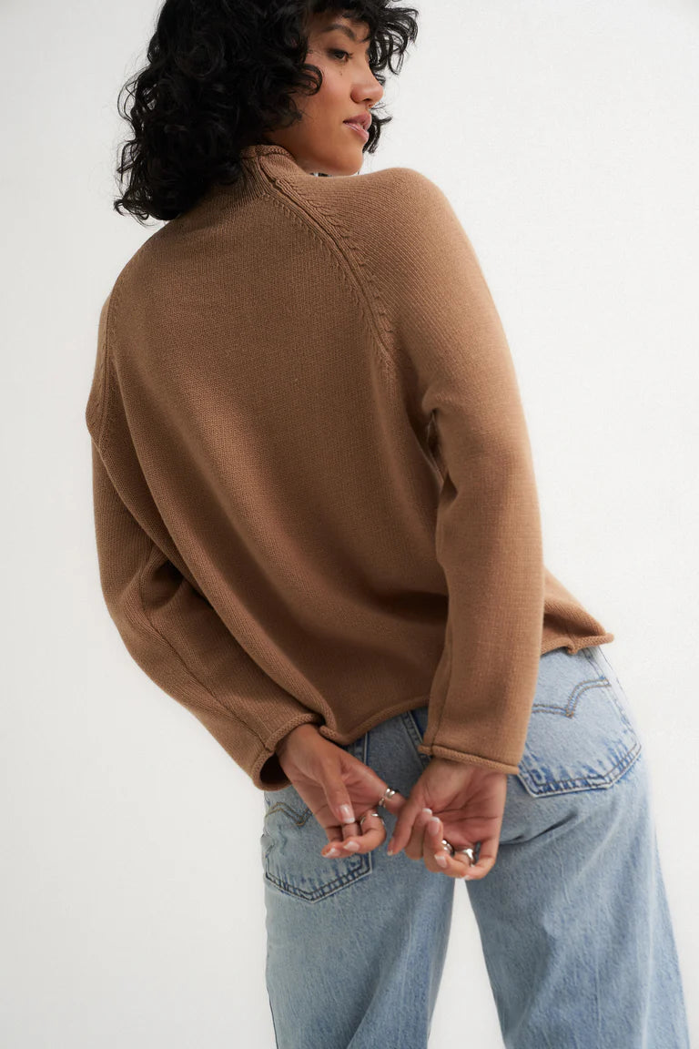Callahan The Mock Neck - Camel Women's Tops - Sloane Boutique