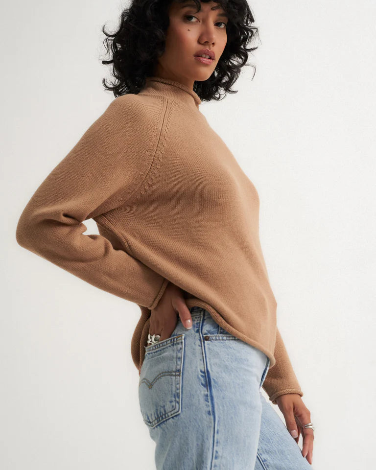 Callahan The Mock Neck - Camel Women's Tops - Sloane Boutique