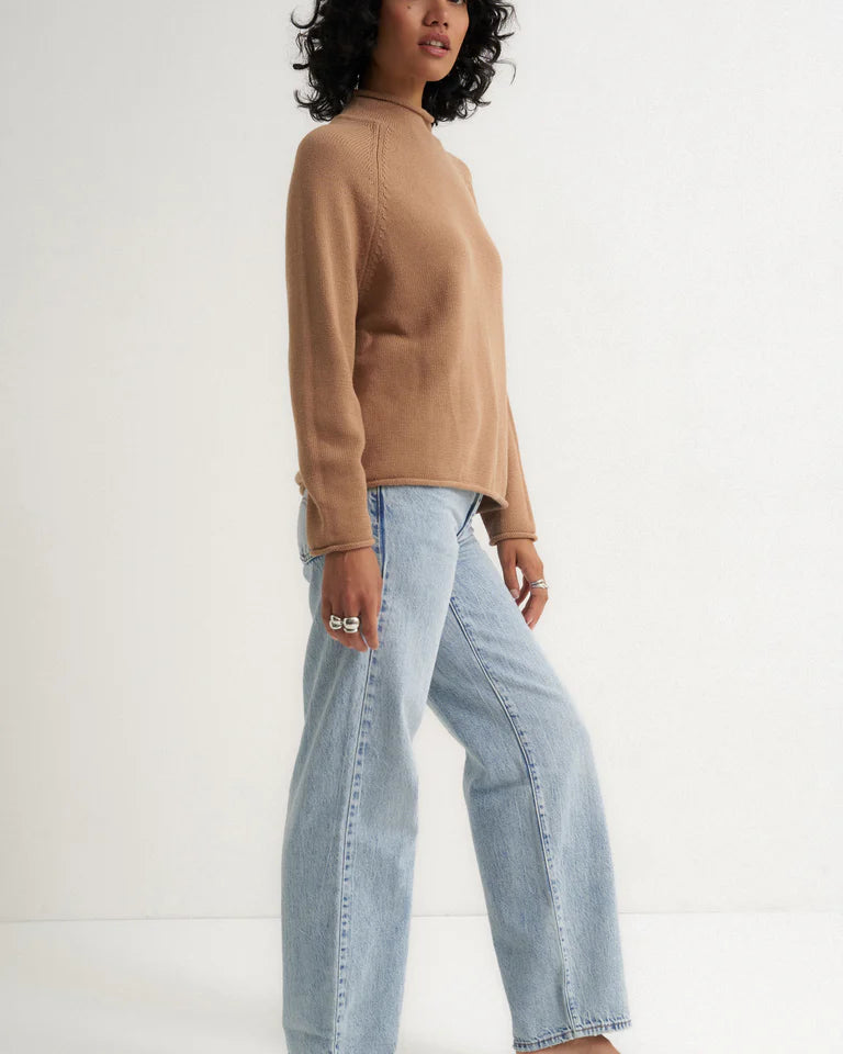 Callahan The Mock Neck - Camel Women's Tops - Sloane Boutique