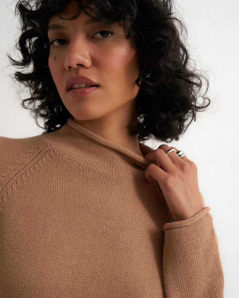 Callahan The Mock Neck - Camel Women's Tops - Sloane Boutique
