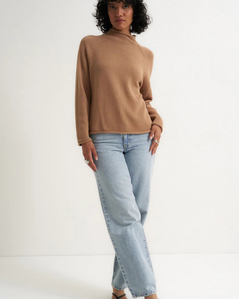 Callahan The Mock Neck - Camel Women's Tops - Sloane Boutique