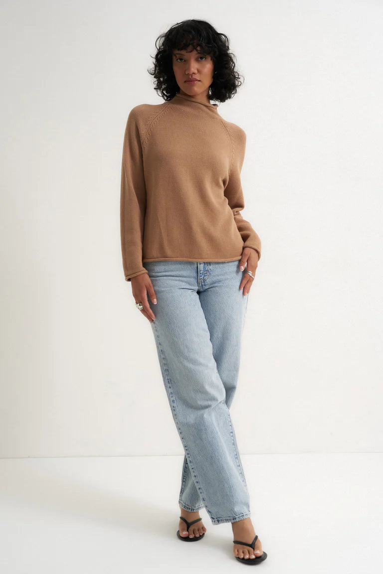Callahan The Mock Neck - Camel Women's Tops - Sloane Boutique