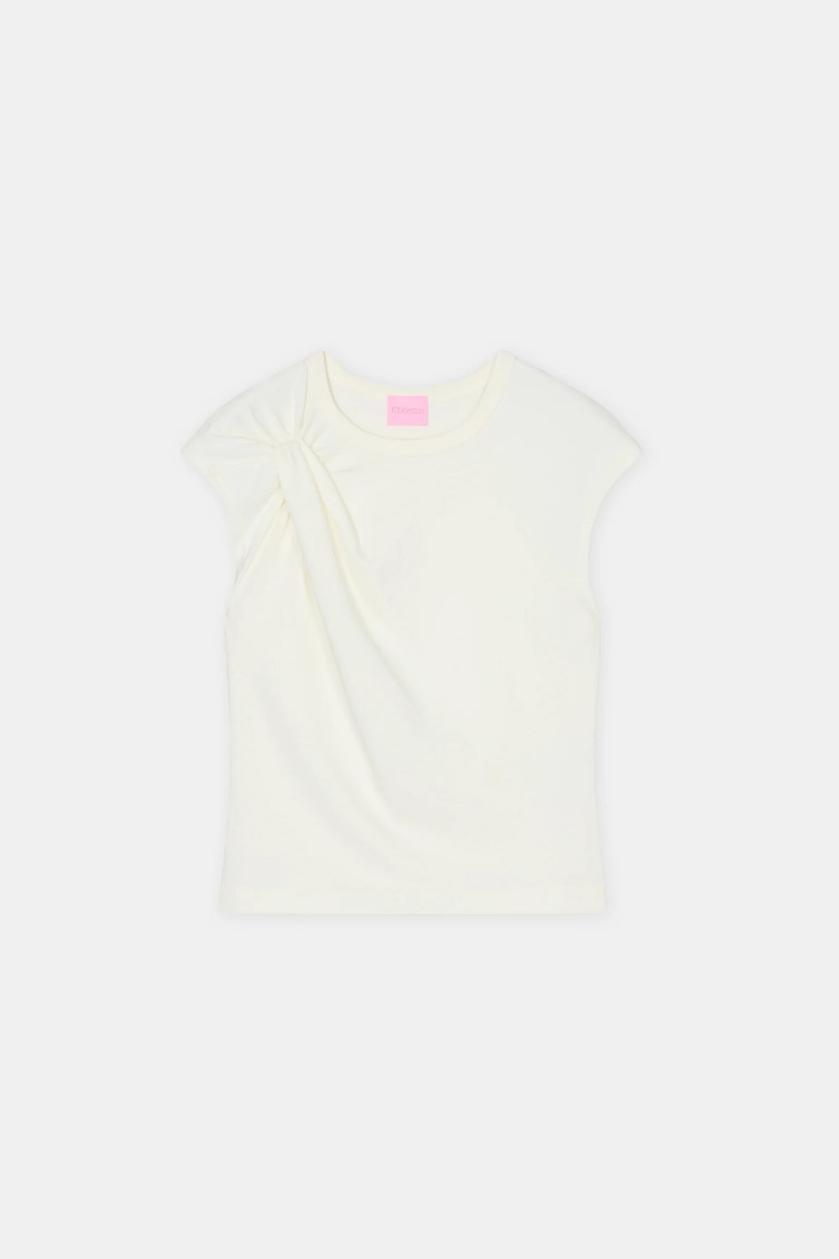 Closed Bow T-Shirt - Ivory Women's Tops - Sloane Boutique
