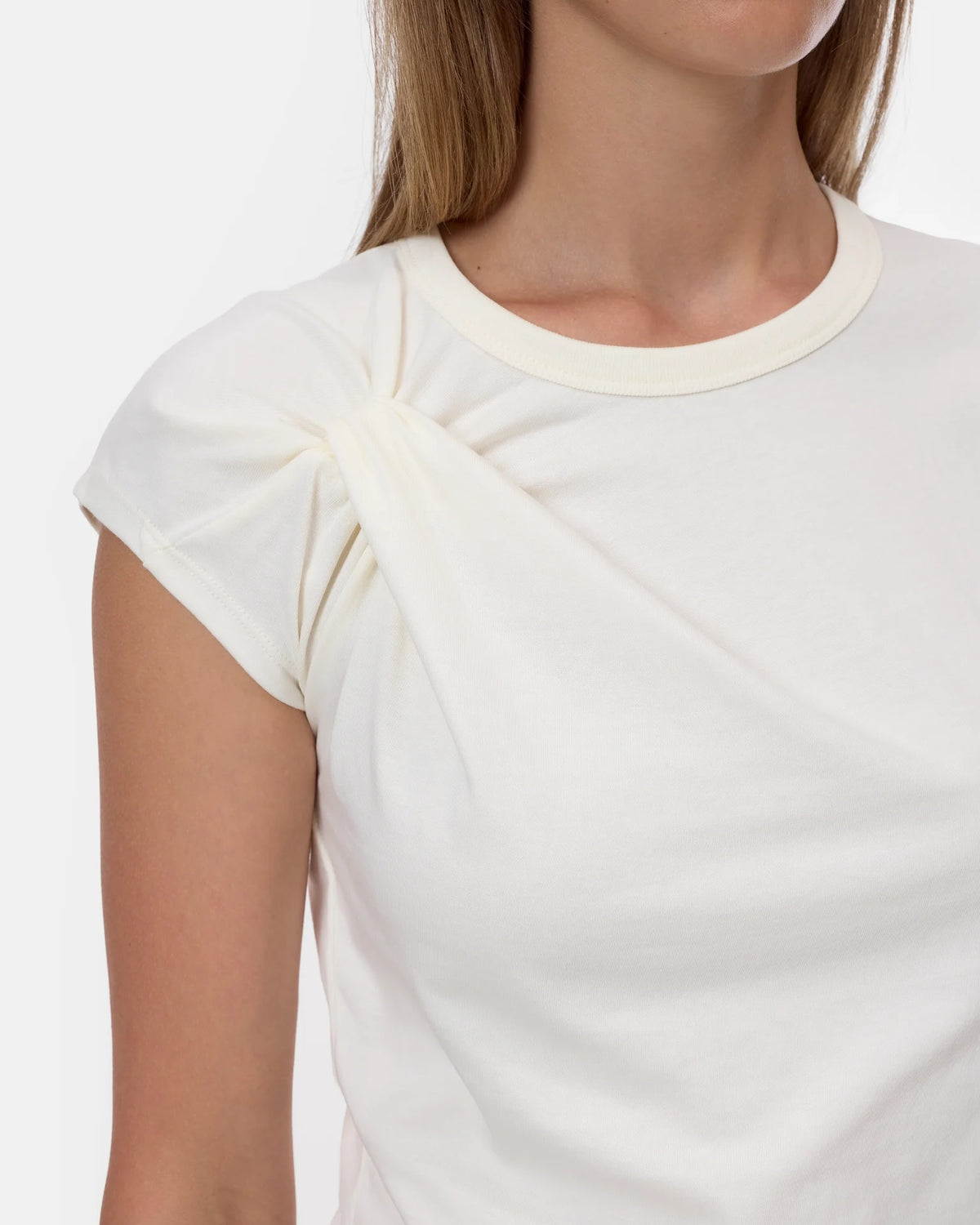 Closed Bow T-Shirt - Ivory Women's Tops - Sloane Boutique
