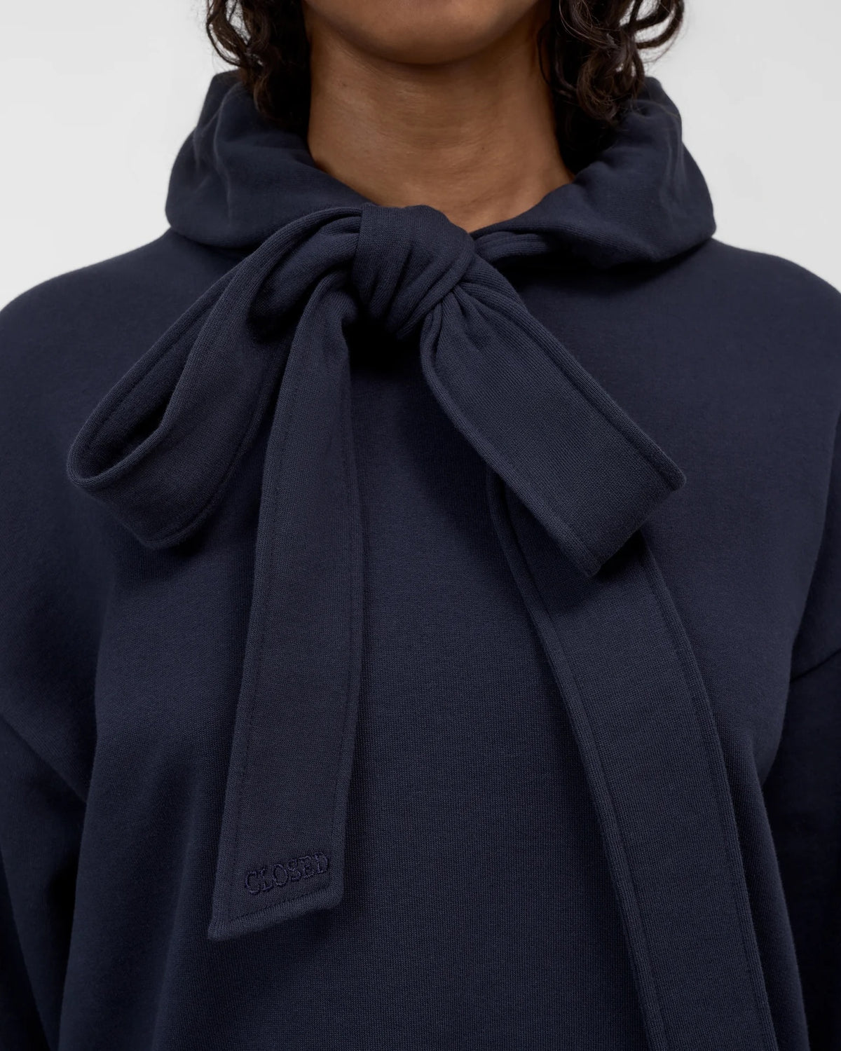 Closed Bow Tie Hoodie - Dark Night Women's Tops - Sloane Boutique