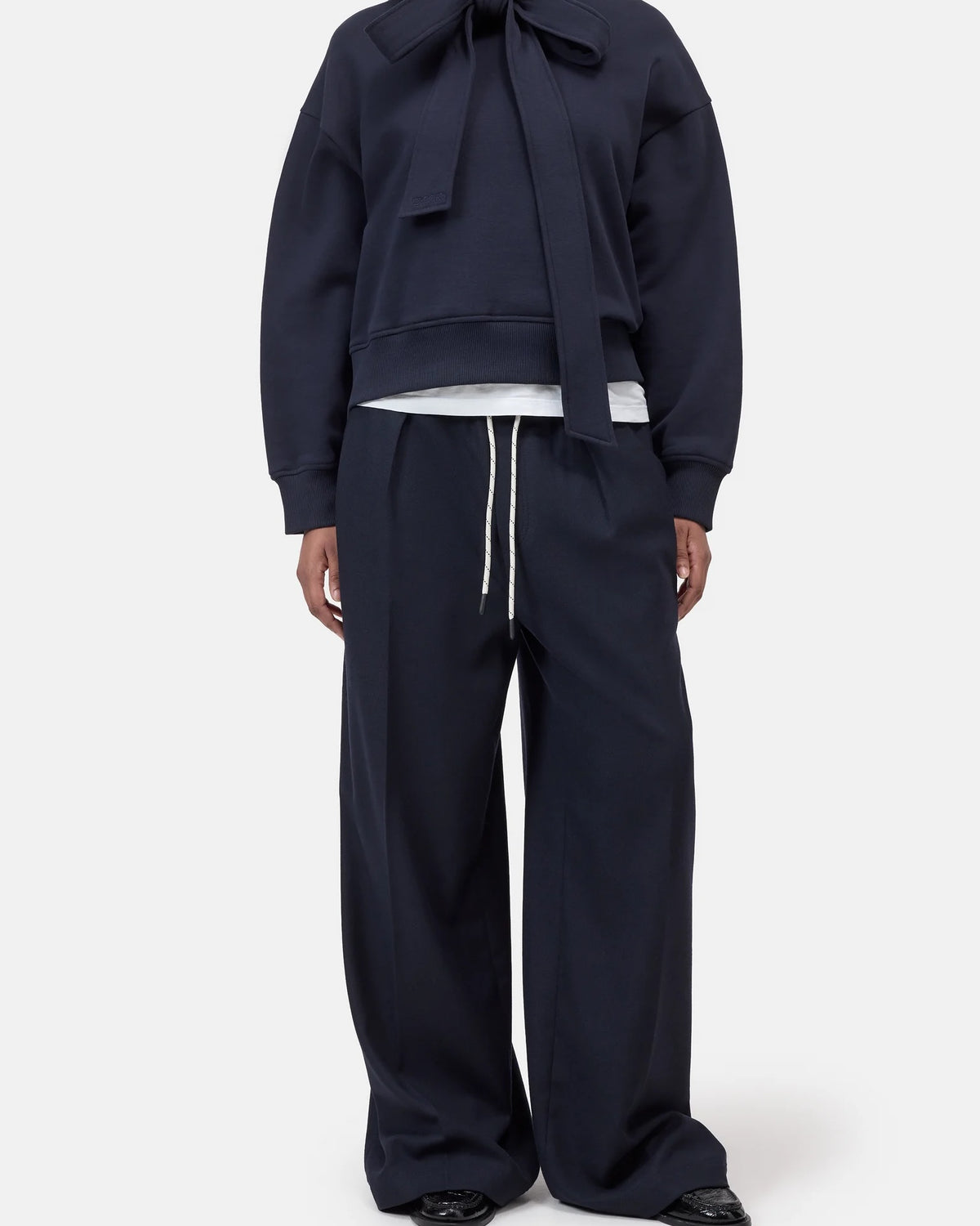 Closed Bow Tie Hoodie - Dark Night Women's Tops - Sloane Boutique