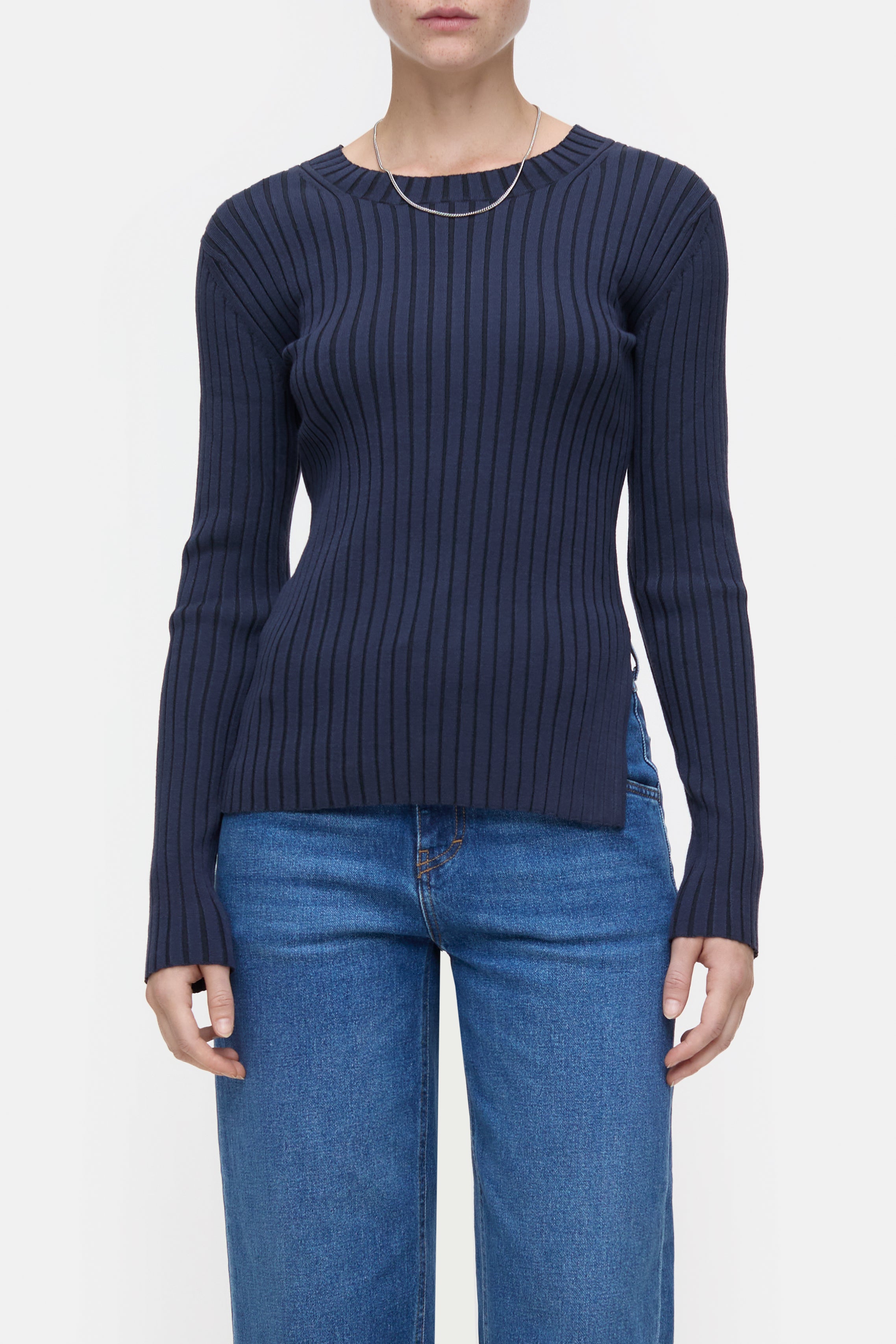 Closed Crew Neck Long Sleeve - Dark Night sale tops - Sloane Boutique