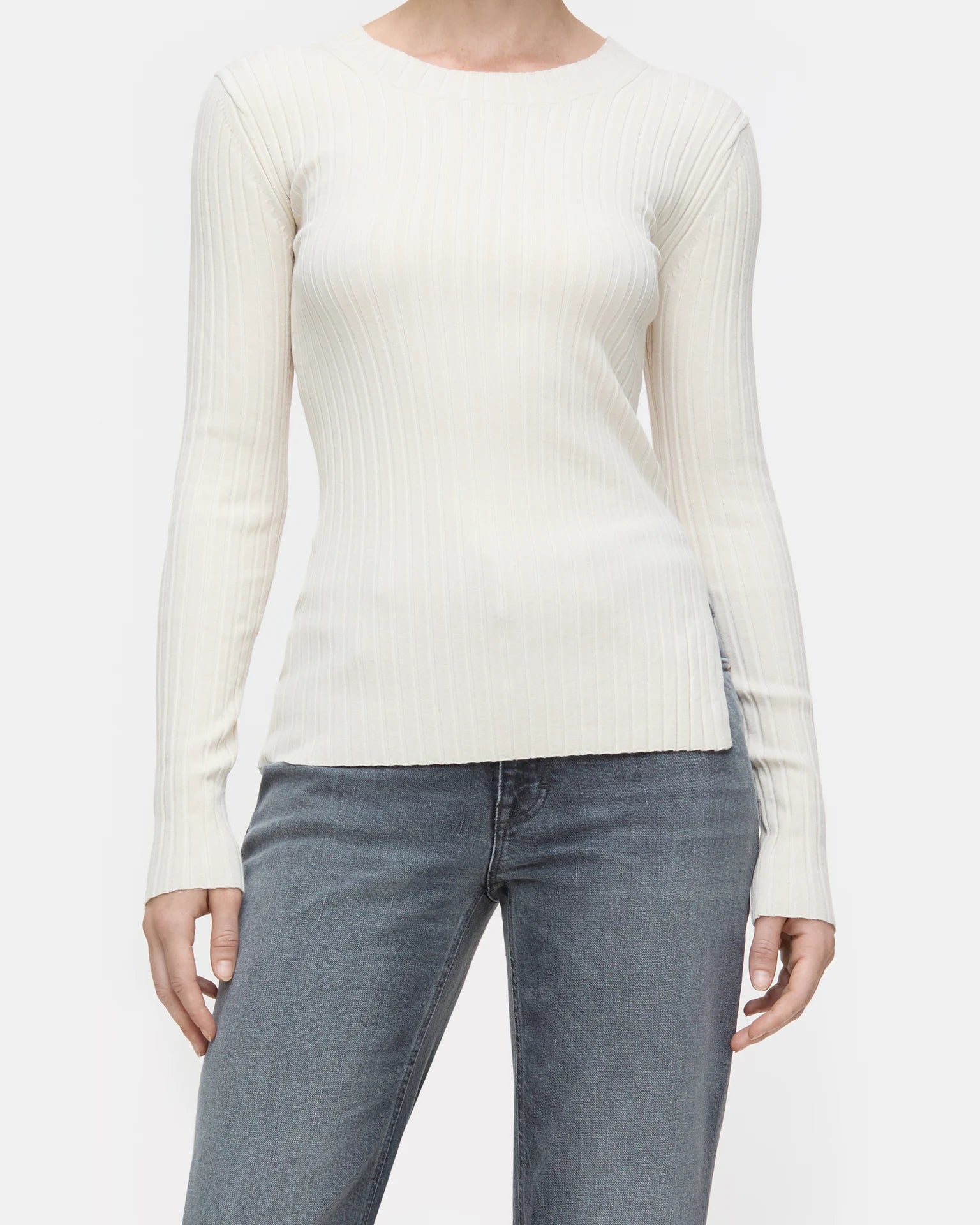 Closed Crew Neck Long Sleeve - Raw Silk Women's Tops - Sloane Boutique