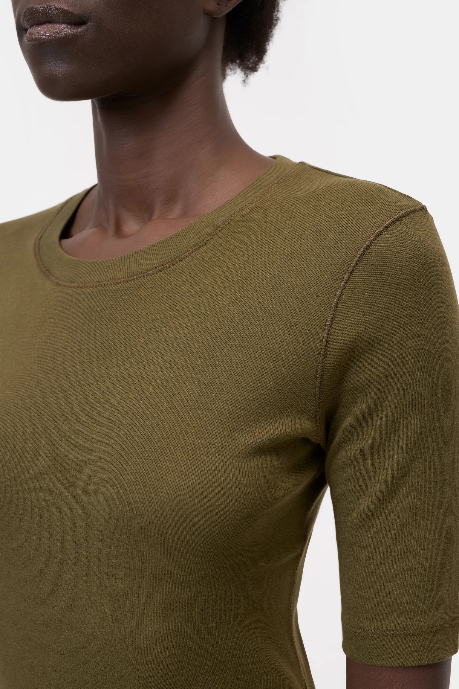Closed Crewneck Short Sleeve - Deep Olive Women's Tops - Sloane Boutique