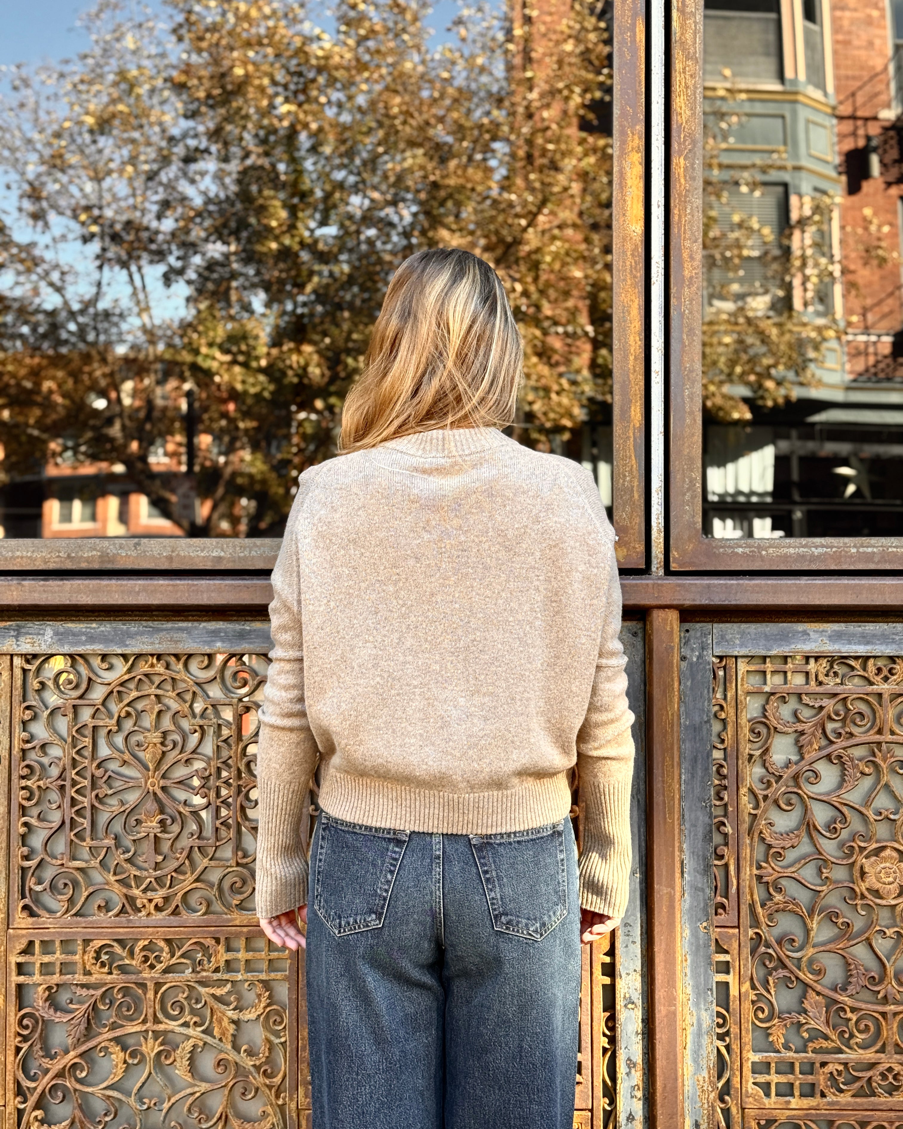 Closed Cropped Crew Sweater - Dark Chino Beige Women's Tops - Sloane Boutique