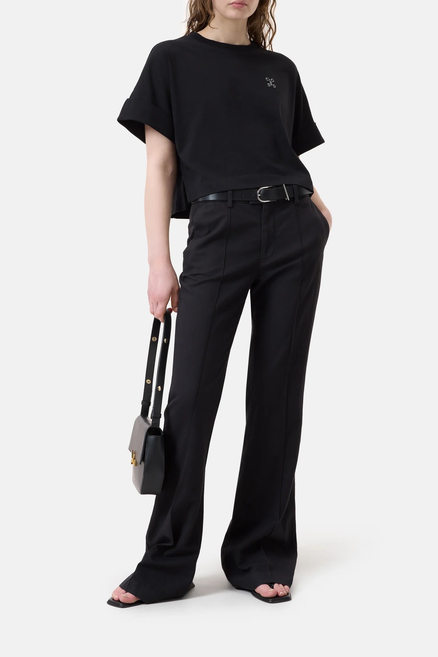 Closed Cropped T Shirt - Black Women's Tops - Sloane Boutique