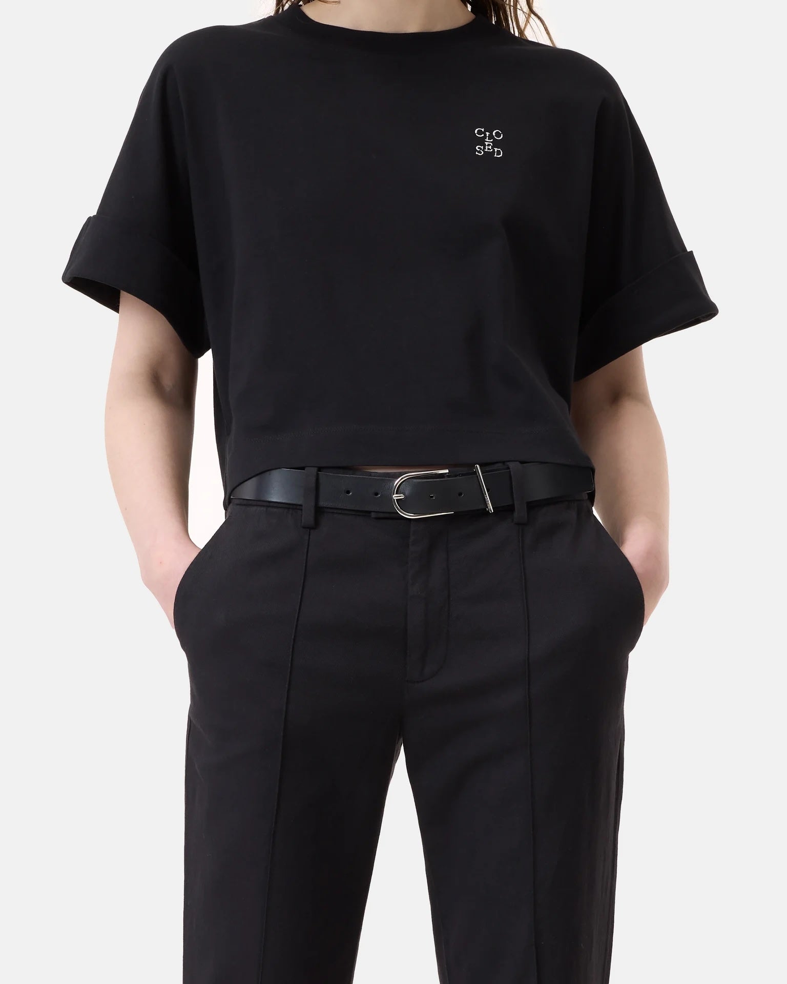 Closed Cropped T Shirt - Black Women's Tops - Sloane Boutique