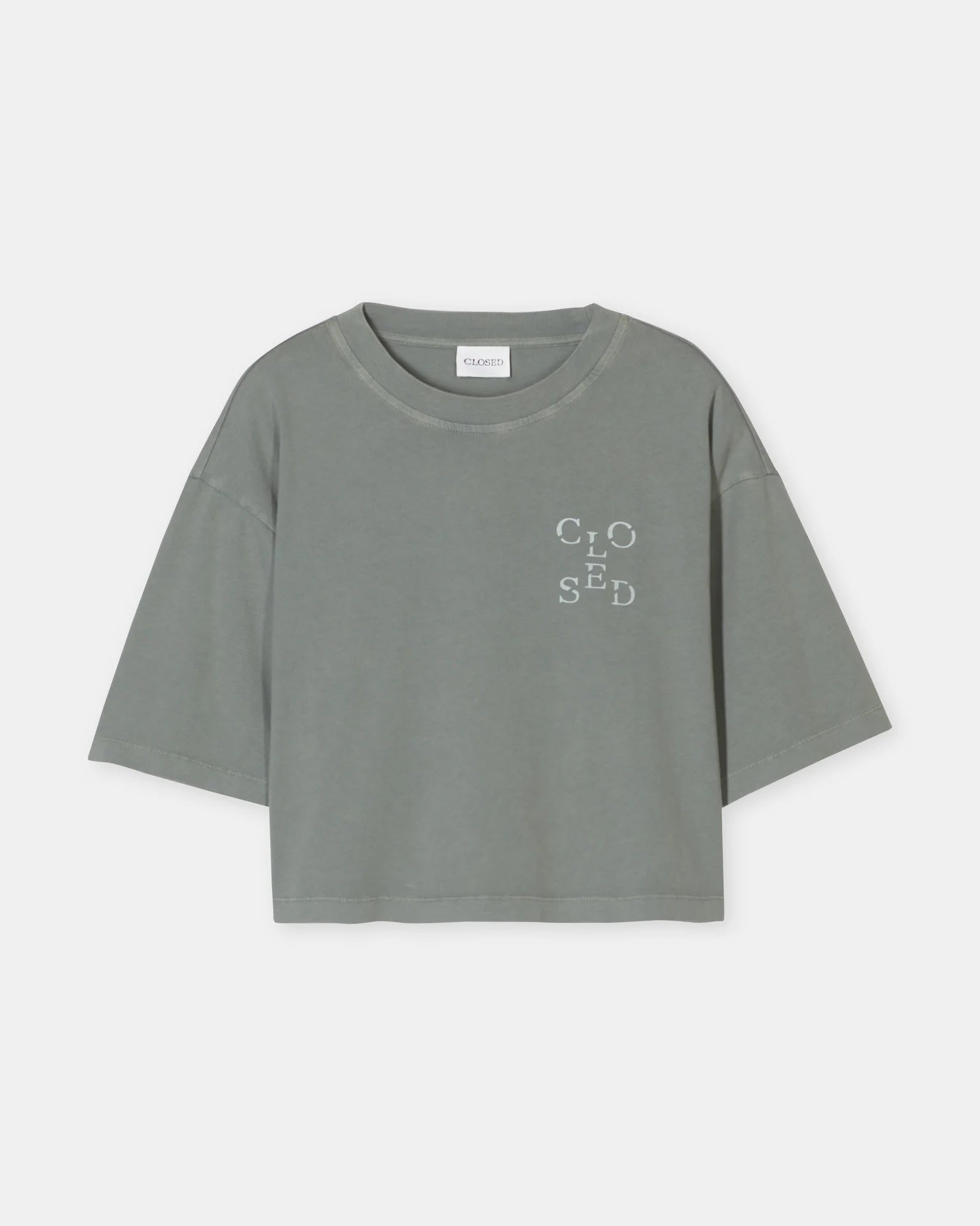 Closed Cropped T-Shirt - Faded Green Women's Tops - Sloane Boutique