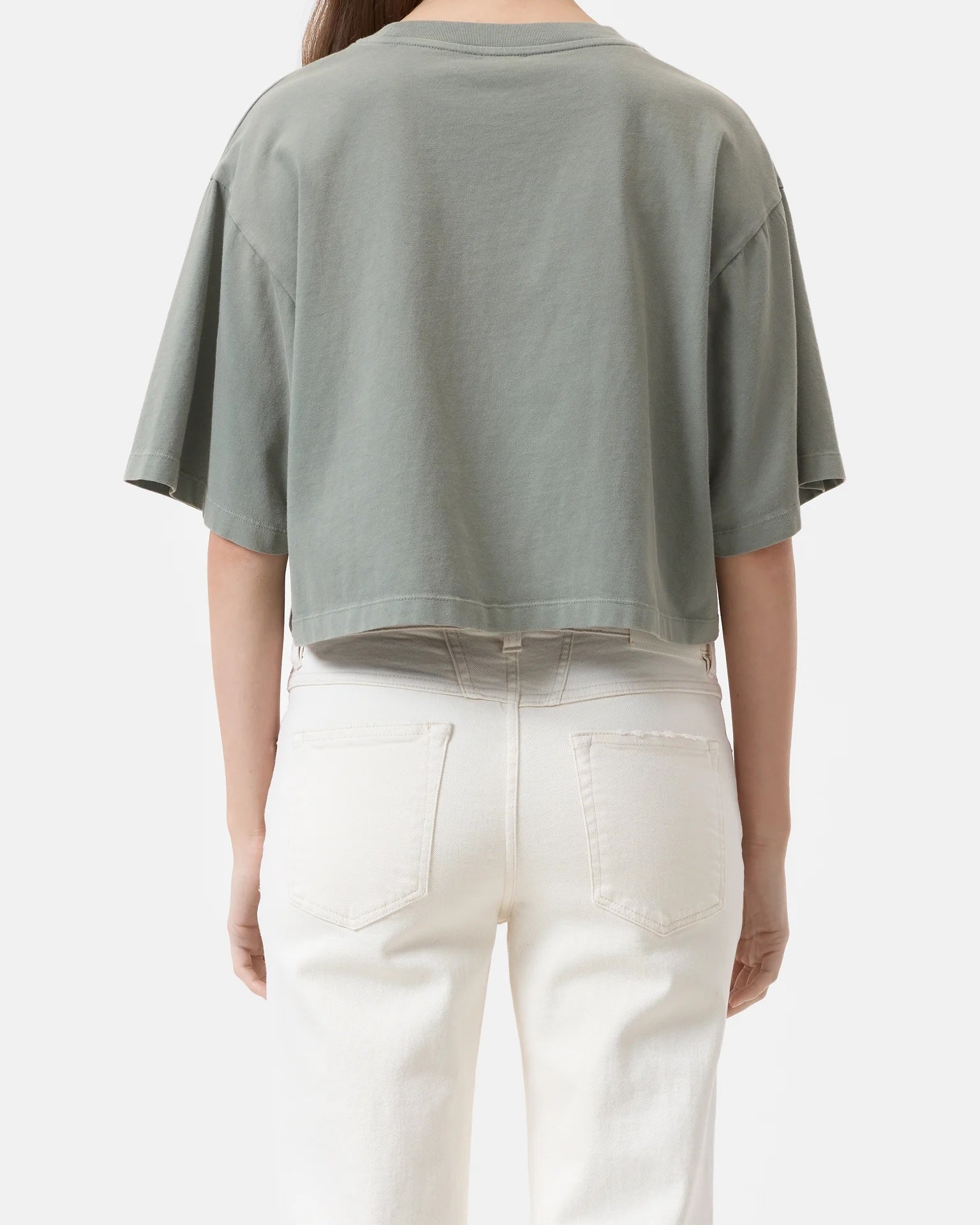 Closed Cropped T-Shirt - Faded Green Women's Tops - Sloane Boutique