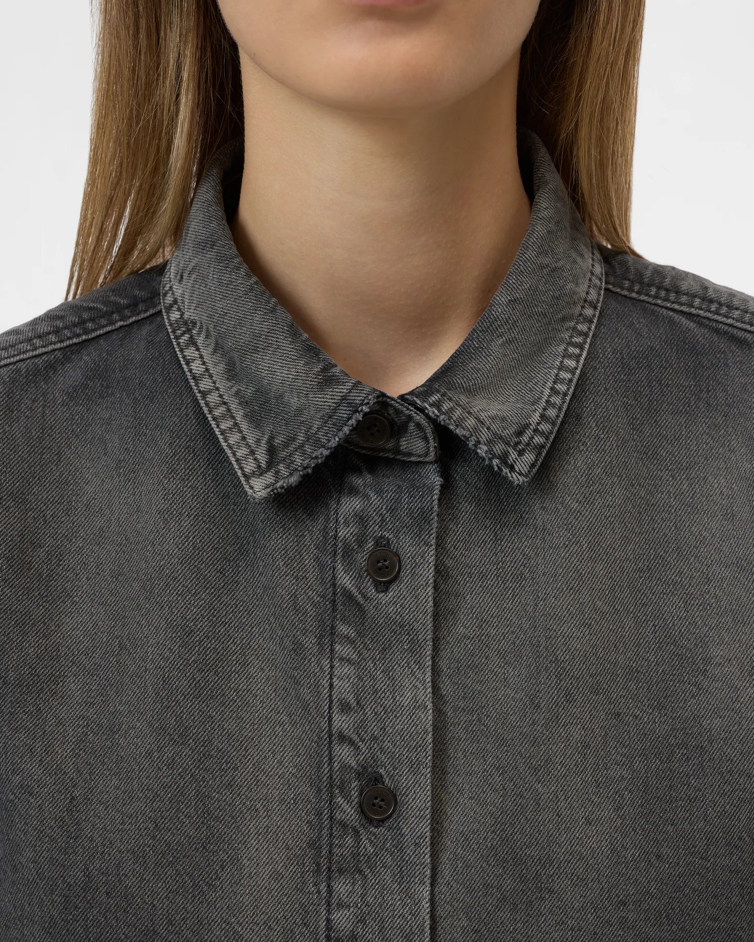 CLOSED Curved Hem Shirt - Dark Grey Women's Tops - Sloane Boutique