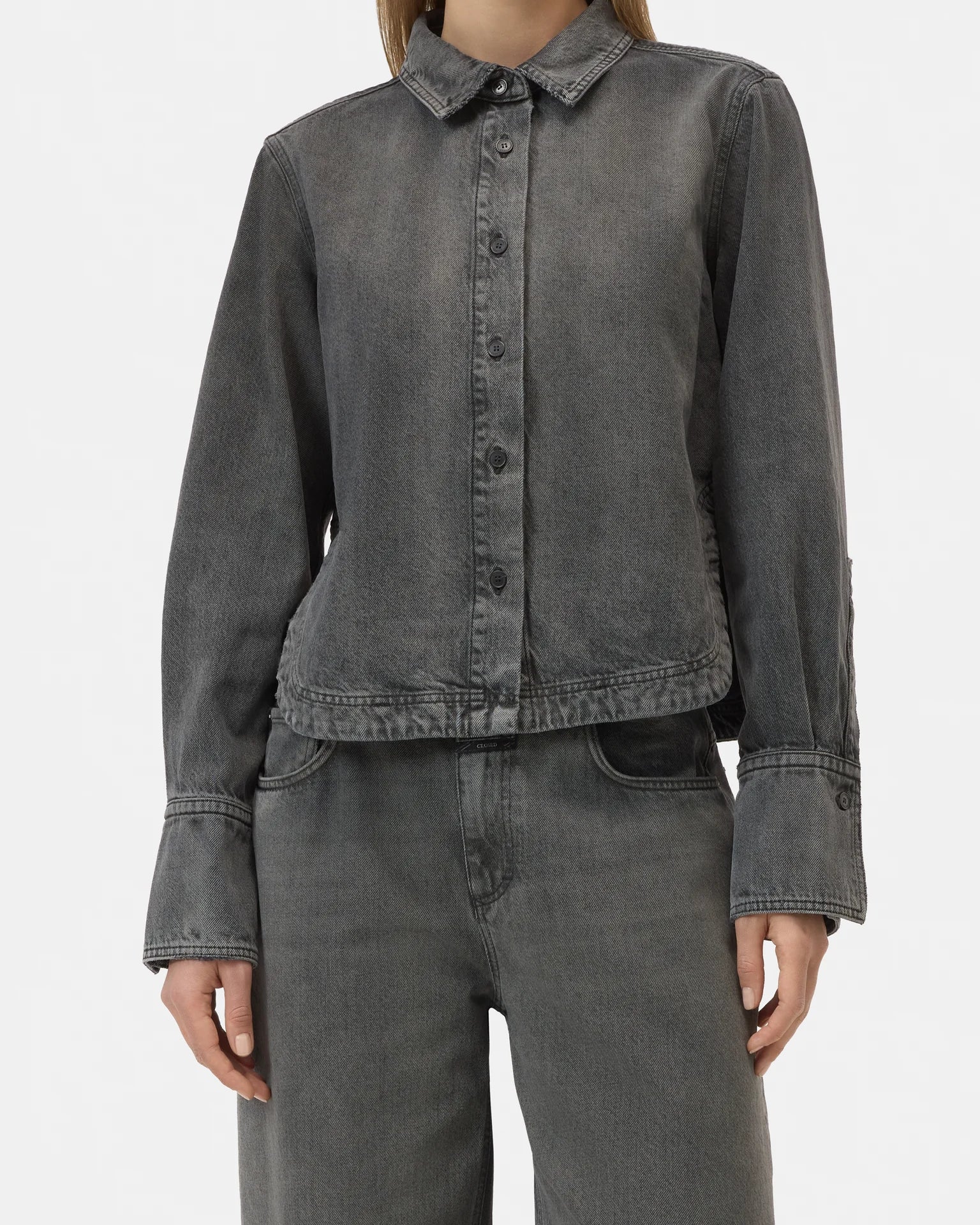 CLOSED Curved Hem Shirt - Dark Grey Women's Tops - Sloane Boutique