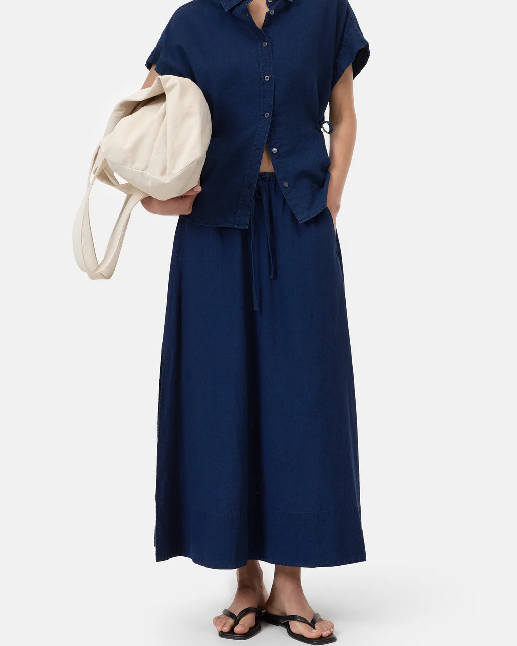 CLOSED Denim Gathered Skirt - Dark blue Women's Bottoms - Sloane Boutique