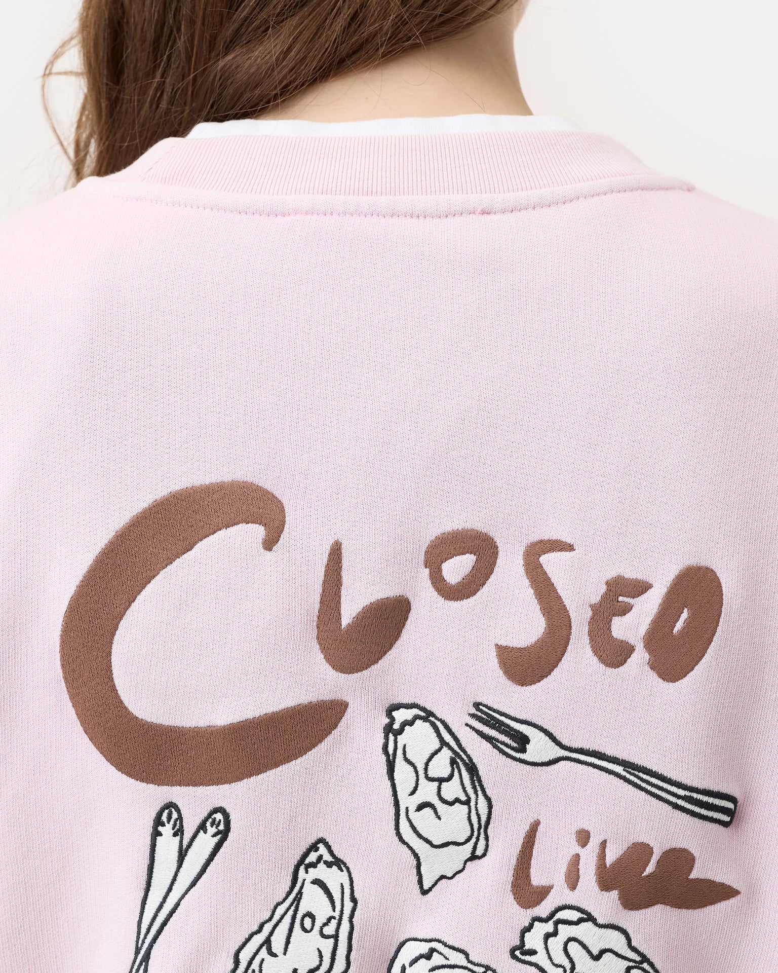 Closed Embroidered Sweatshirt - Milkshake Pink sale tops - Sloane Boutique