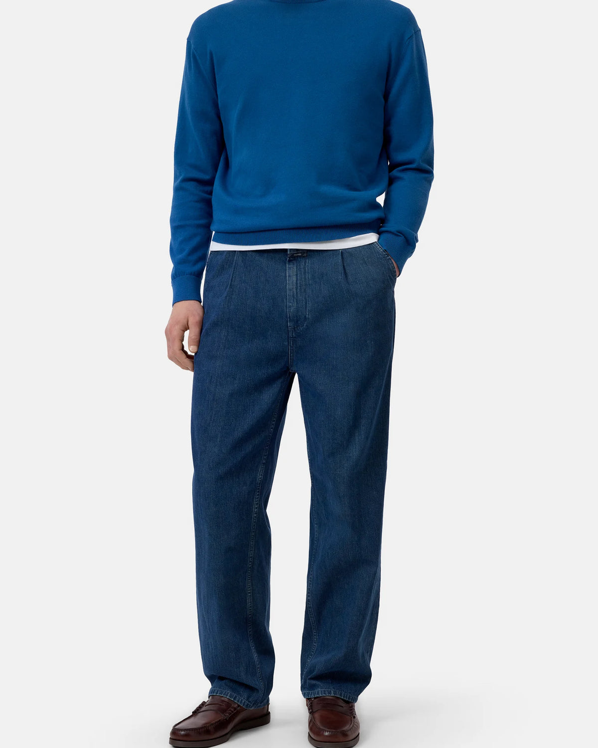 Closed Knit Crewneck Long Sleeve - Harbour Blue Men's Tops - Sloane Boutique