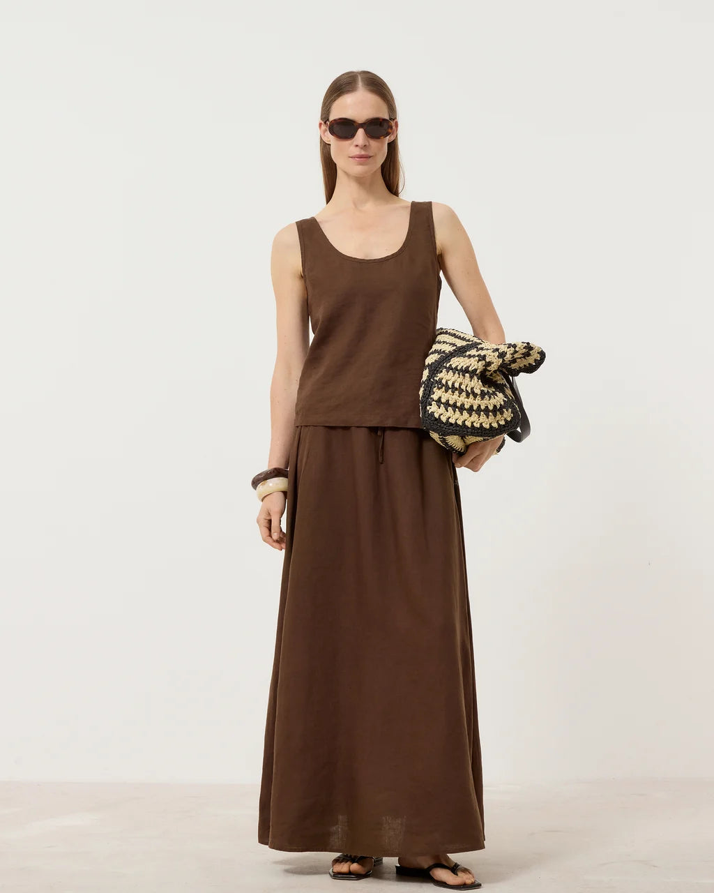 CLOSED Linen Maxi Skirt - Maple Brown Women's Bottoms - Sloane Boutique