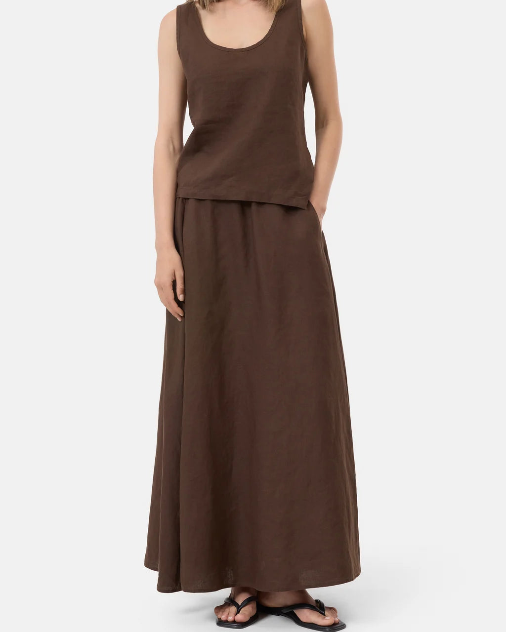 CLOSED Linen Maxi Skirt - Maple Brown Women's Bottoms - Sloane Boutique