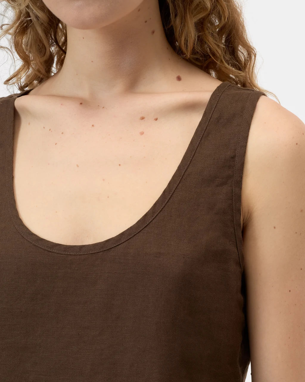 CLOSED Linen Tank Top - Maple Brown Women's Tops - Sloane Boutique