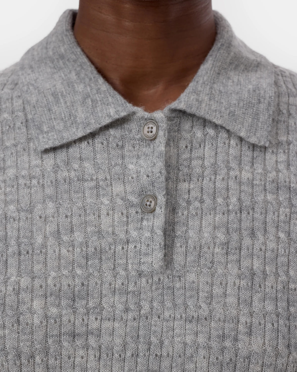 Closed Long Sleeve Polo - Light Grey Melange Women's Tops - Sloane Boutique