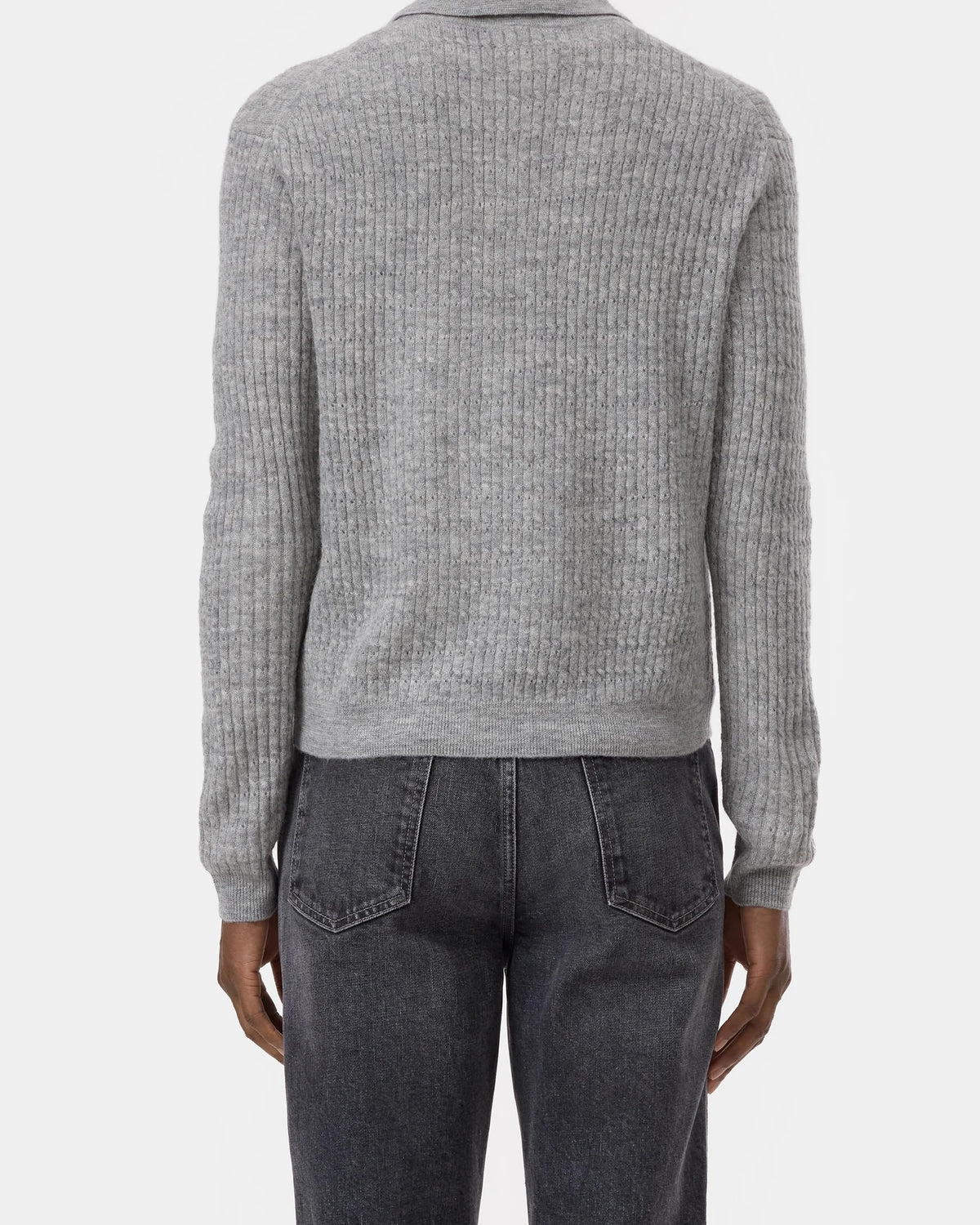 Closed Long Sleeve Polo - Light Grey Melange Women's Tops - Sloane Boutique