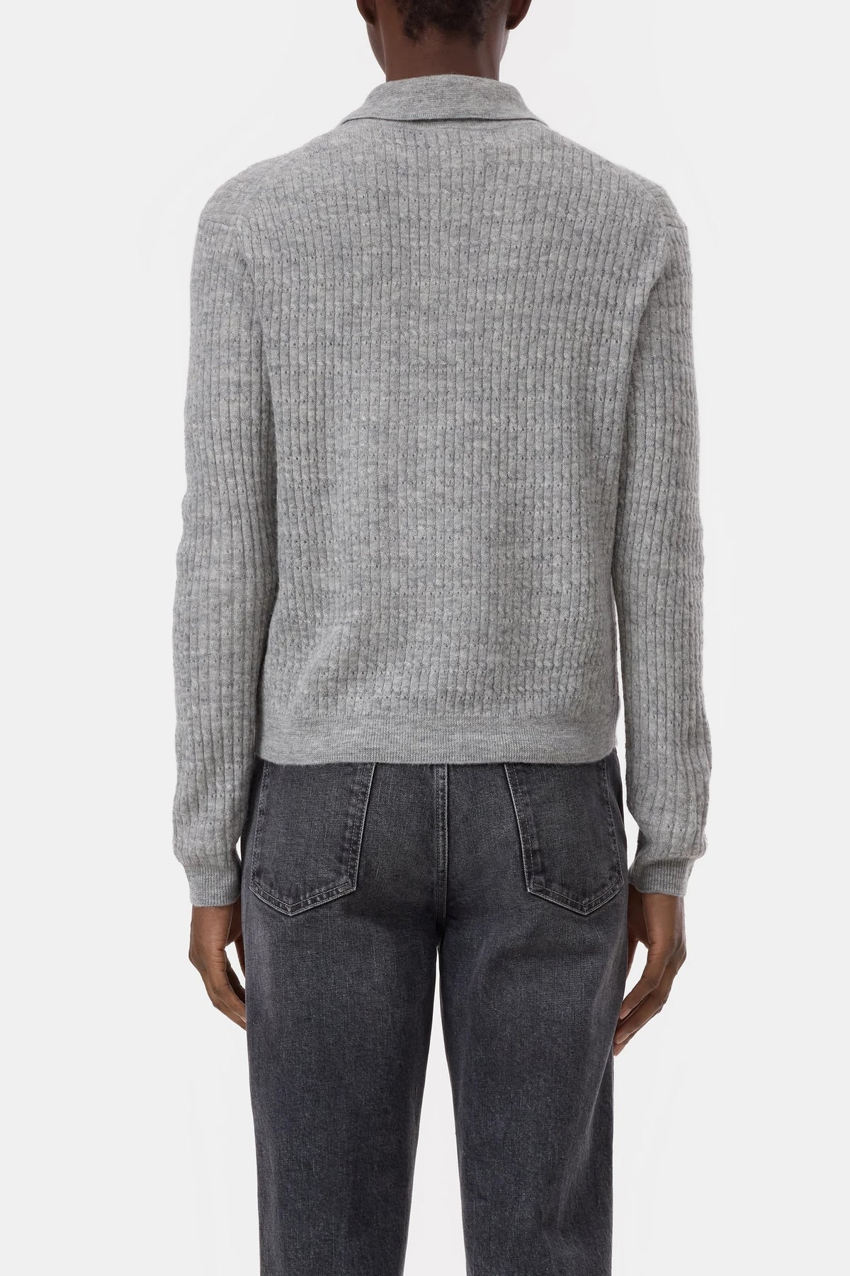 Closed Long Sleeve Polo - Light Grey Melange Women's Tops - Sloane Boutique