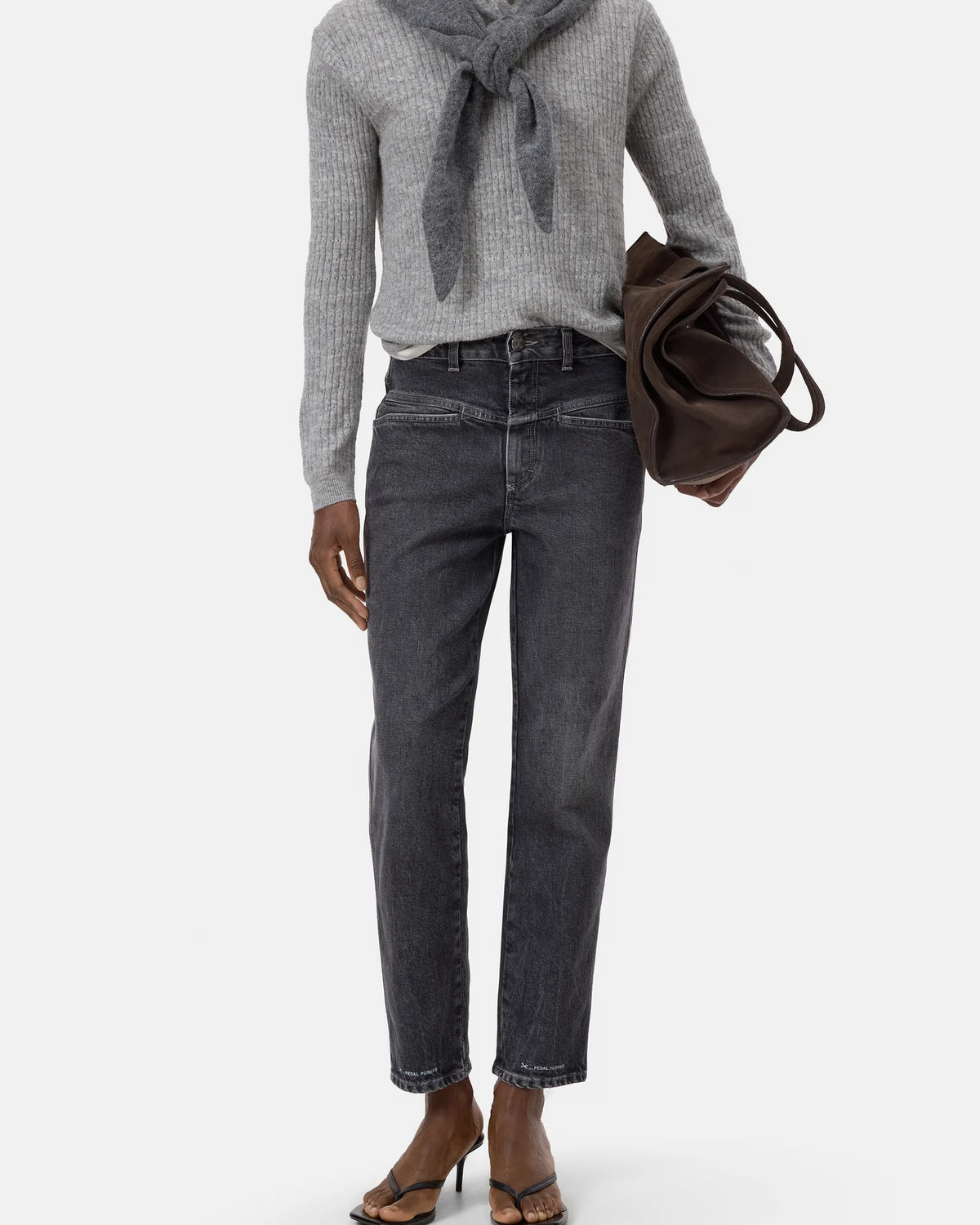 Closed Long Sleeve Polo - Light Grey Melange Women's Tops - Sloane Boutique