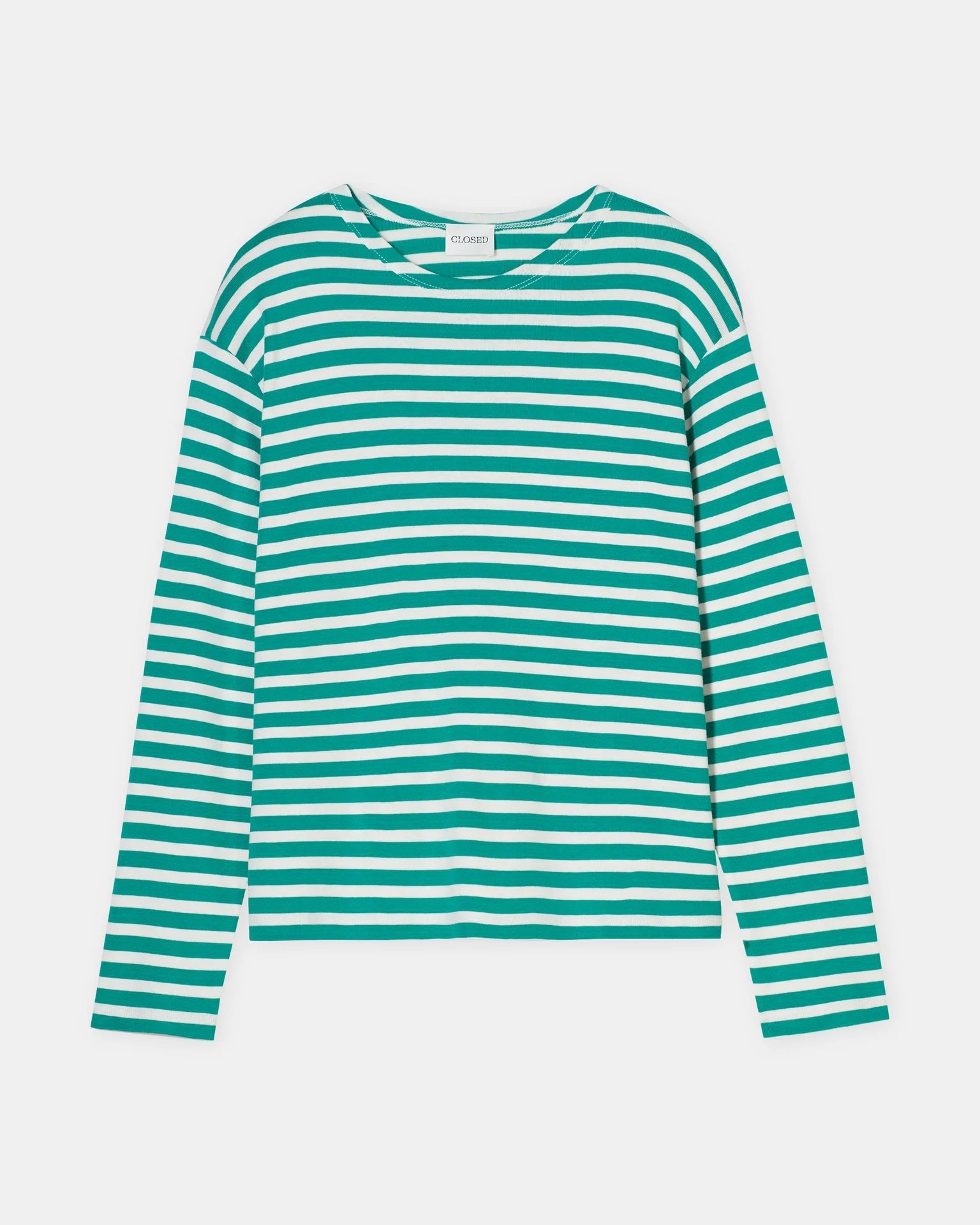Closed Long Sleeve Striped Shirt - Meadow Green sale tops - Sloane Boutique