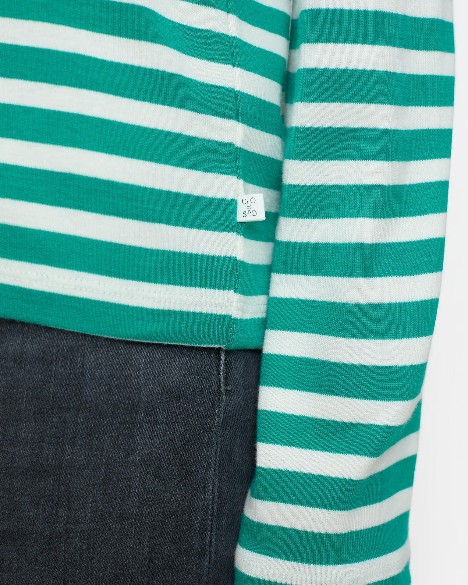 Closed Long Sleeve Striped Shirt - Meadow Green sale tops - Sloane Boutique