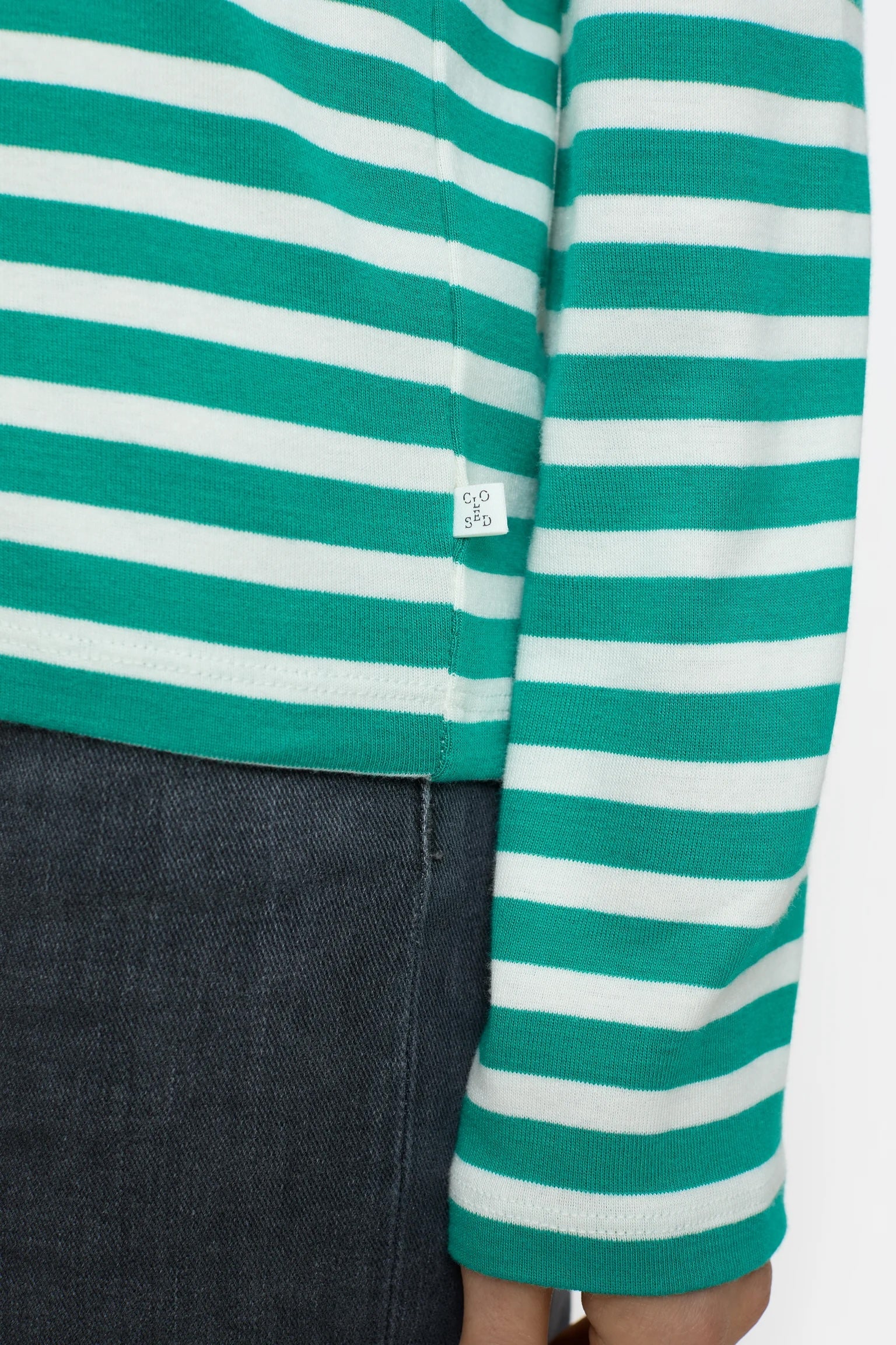 Closed Long Sleeve Striped Shirt - Meadow Green sale tops - Sloane Boutique