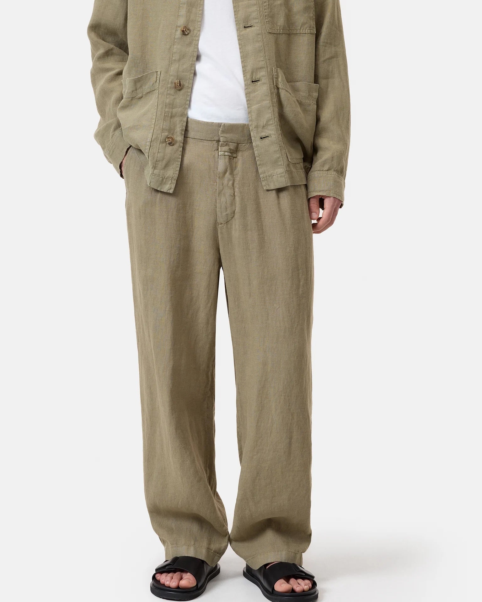 Closed Men's Blomberg Wide Linen - Chino Green Men's Bottoms - Sloane Boutique