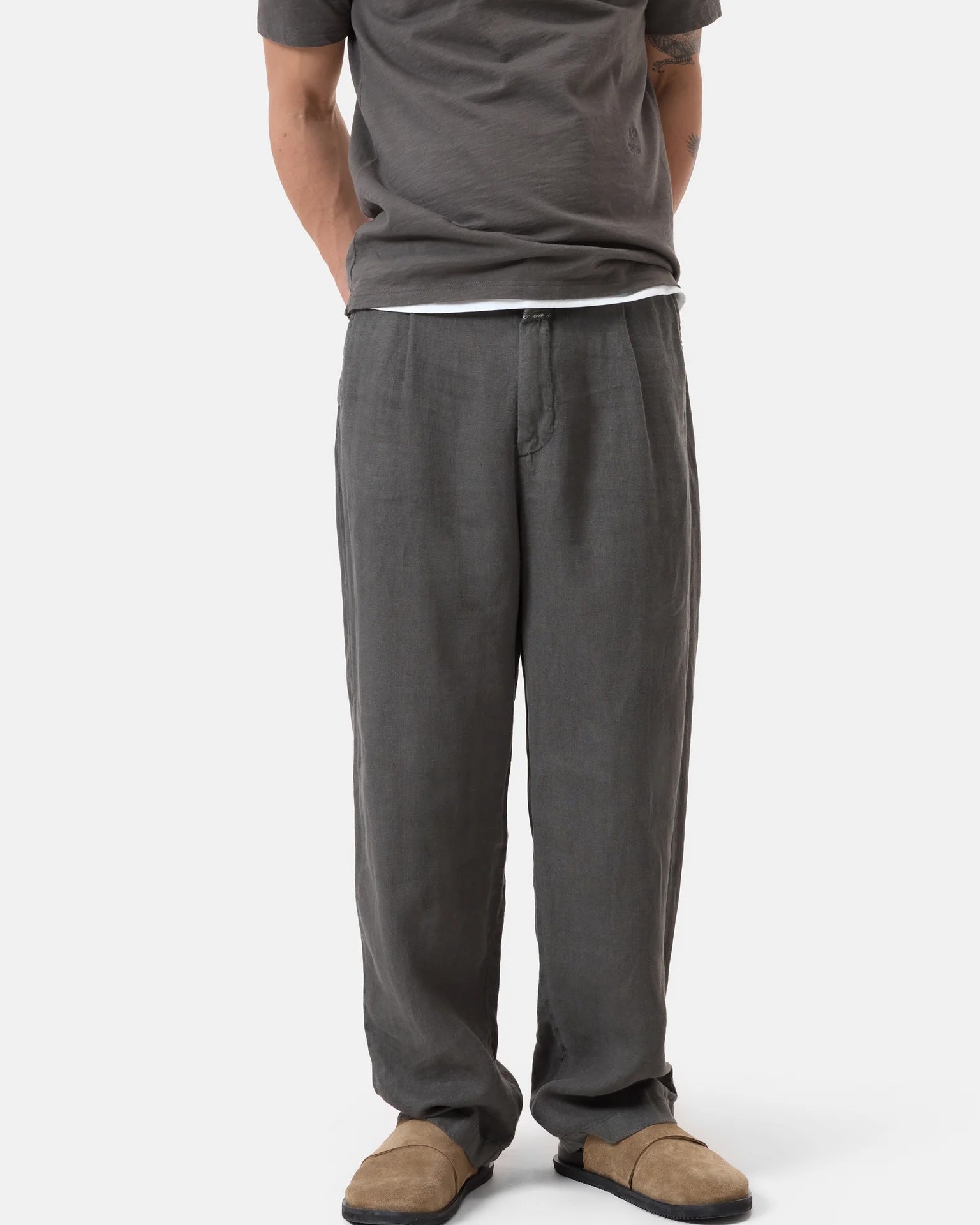 Closed Men's Blomberg Wide Linen - Pepper Grey Men's Bottoms - Sloane Boutique
