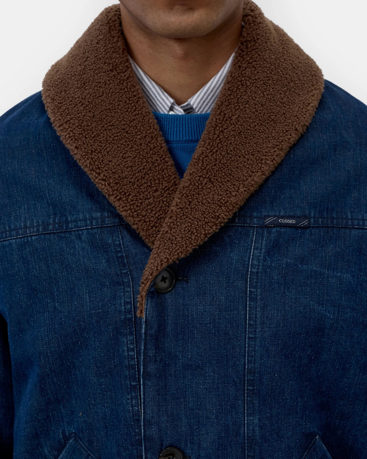 Closed Men's Jacket w/Shawl Collar - Mid Blue Outerwear - Sloane Boutique
