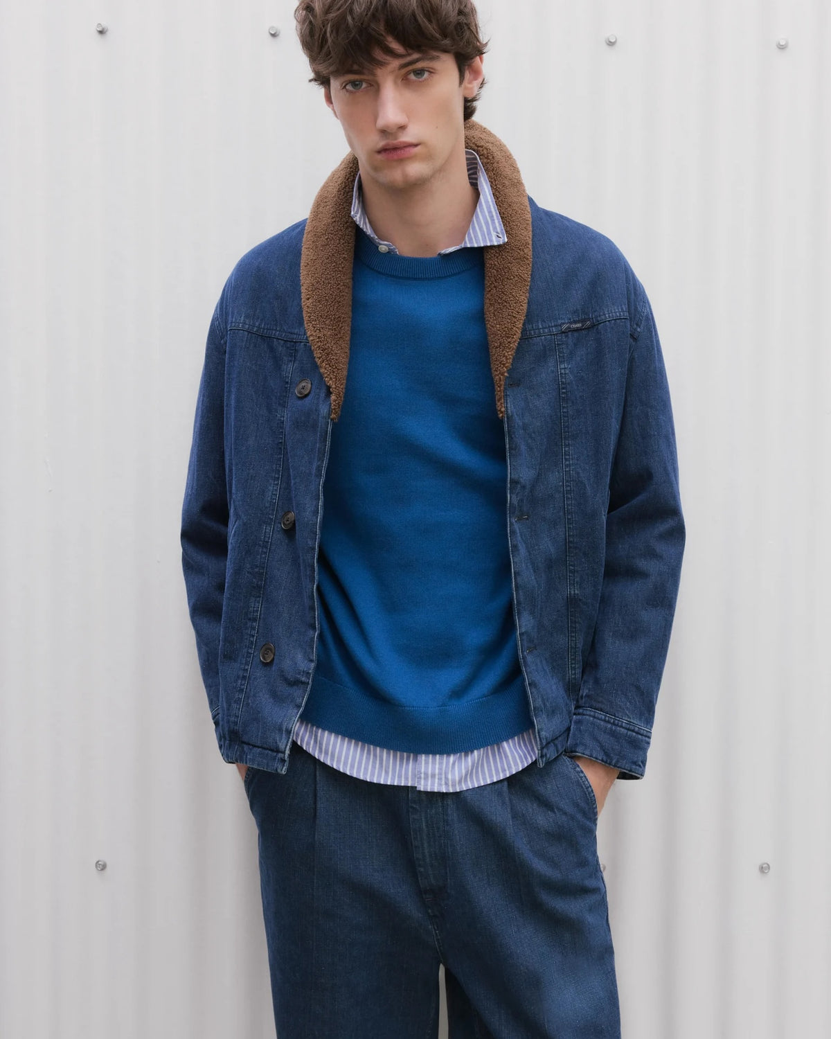 Closed Men's Jacket w/Shawl Collar - Mid Blue Outerwear - Sloane Boutique
