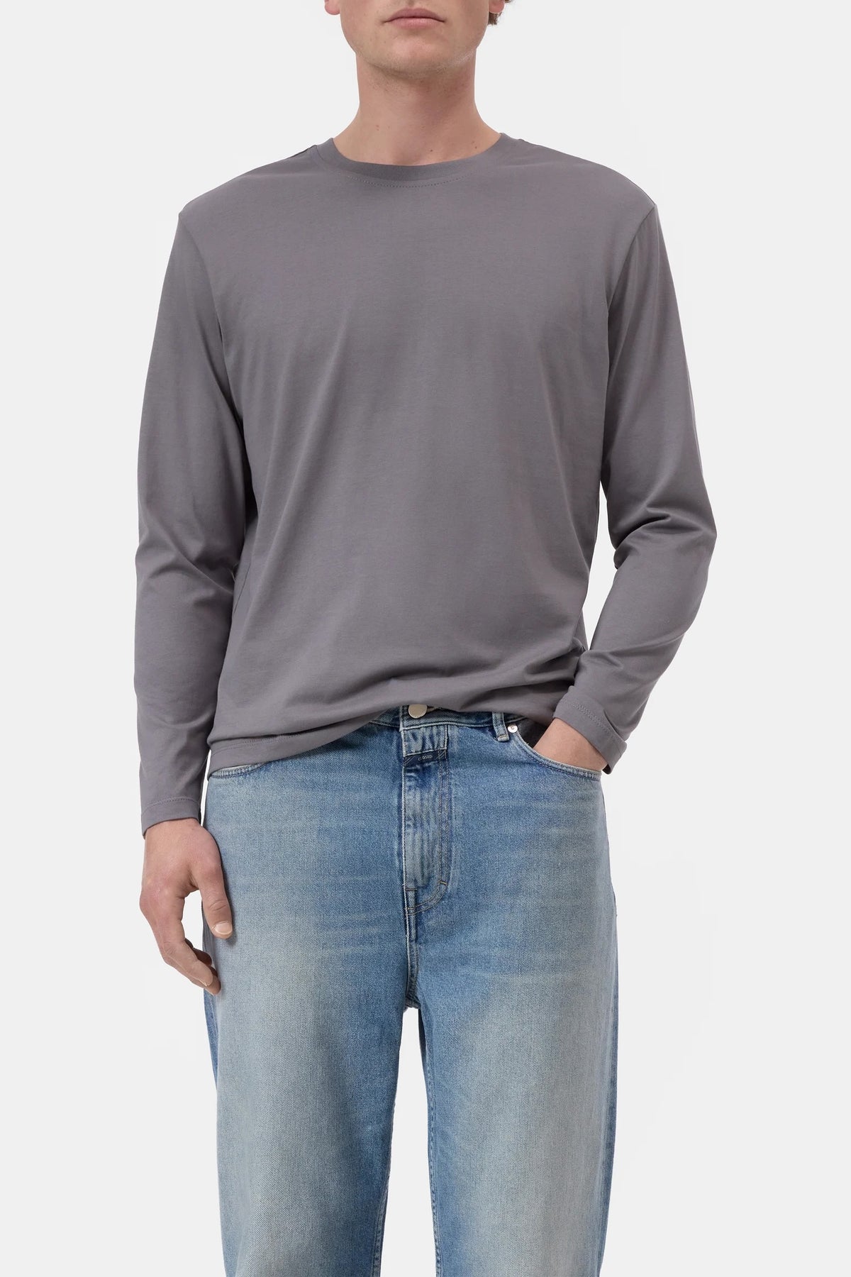 Closed Men's L/S T-Shirt - Mushroom Grey Men's Tops - Sloane Boutique